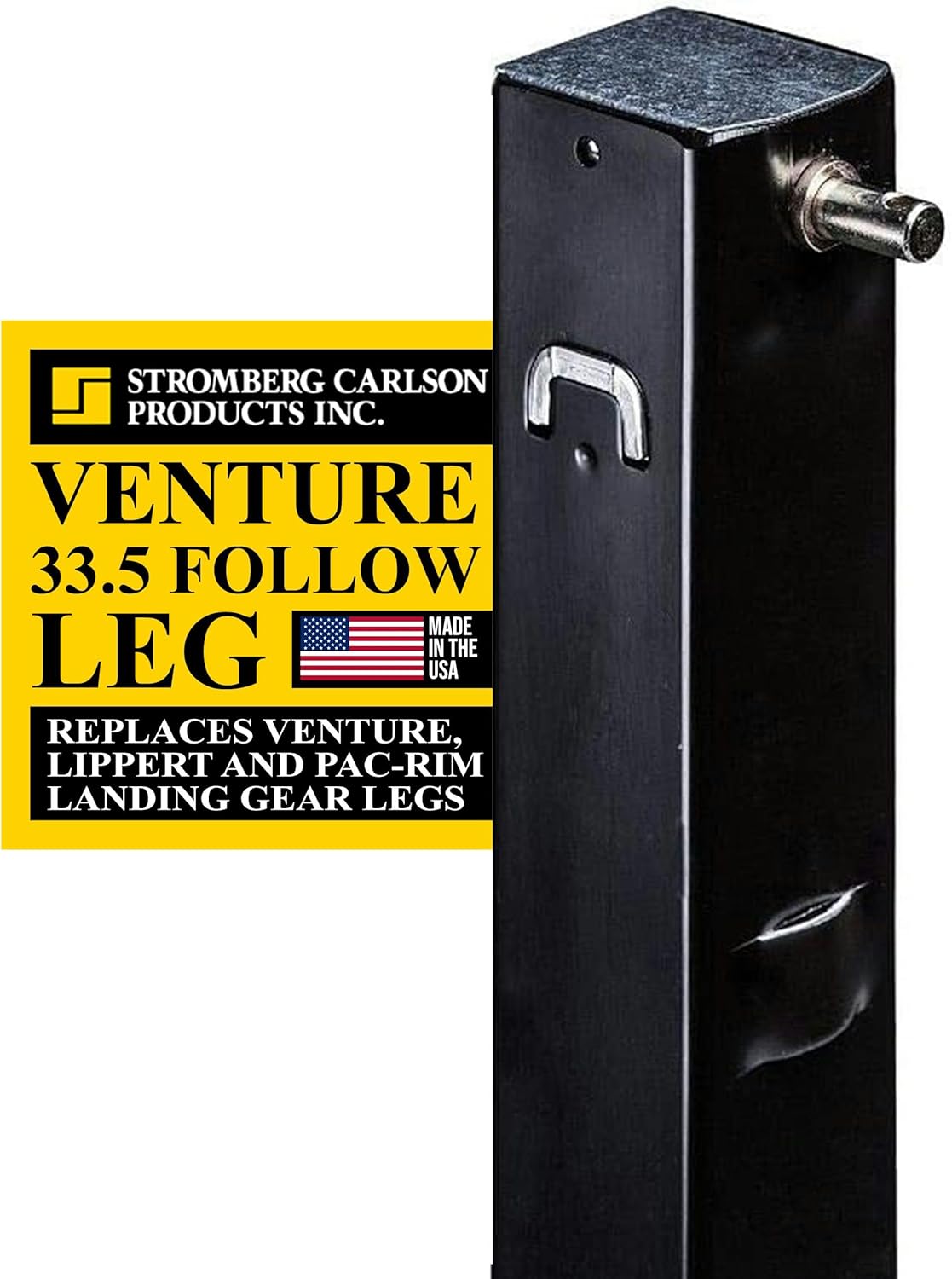 Stromberg Carlson LG-177202 Venture Lead Leg - 5th Wheel Landing Gear Replacement for RV, Camper & Trailer - Compatible with Venture, Lippert & Pac-Rim - Pin Included - Black, 33.5" Leg