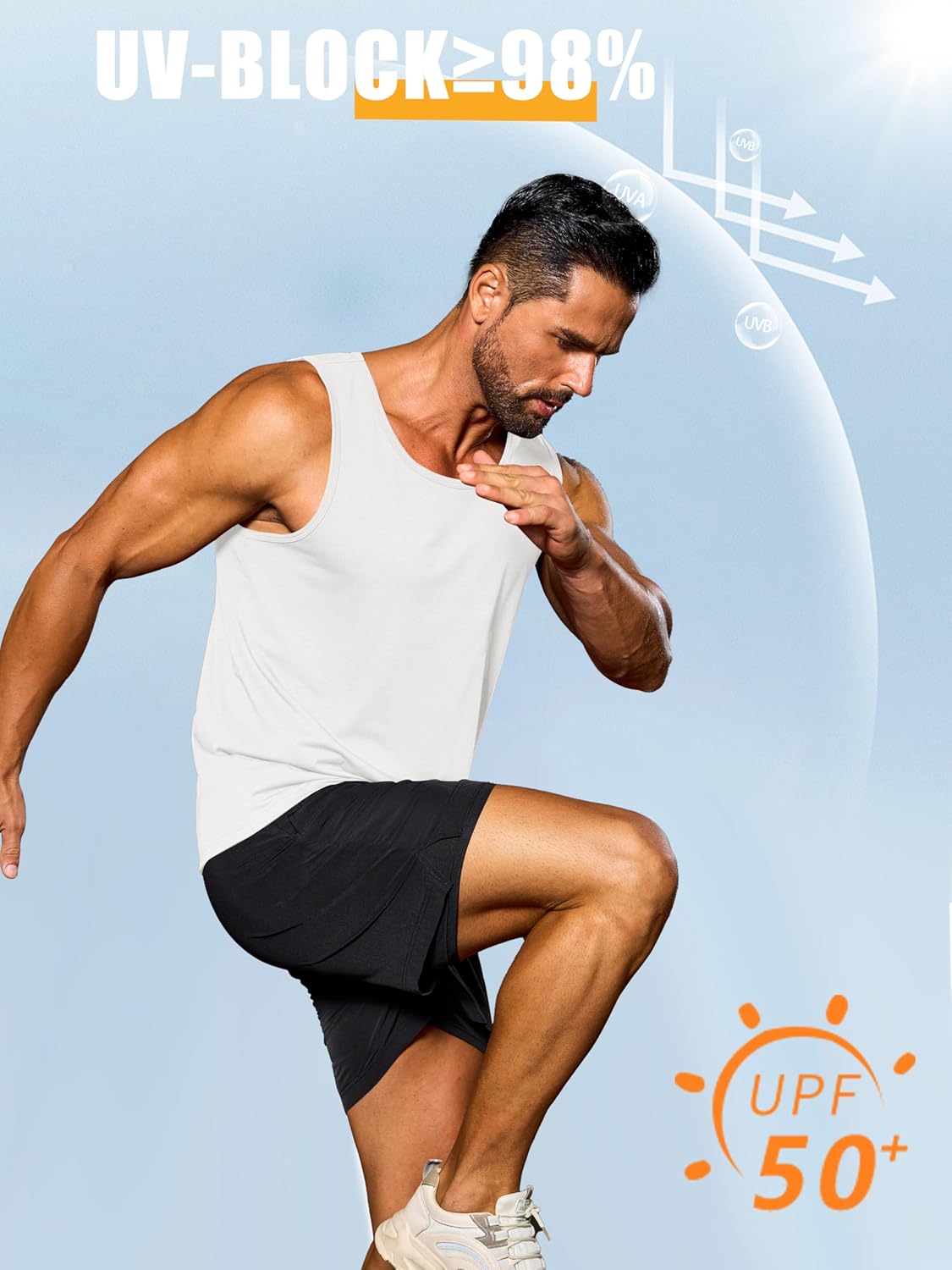Cotrasen Men's Tank Top UPF 50+ Sleeveless Shirt Cotton Moisture Wicking Casual Gym Workout Shirts Cooling Muscle Tee Shirt - Image 4