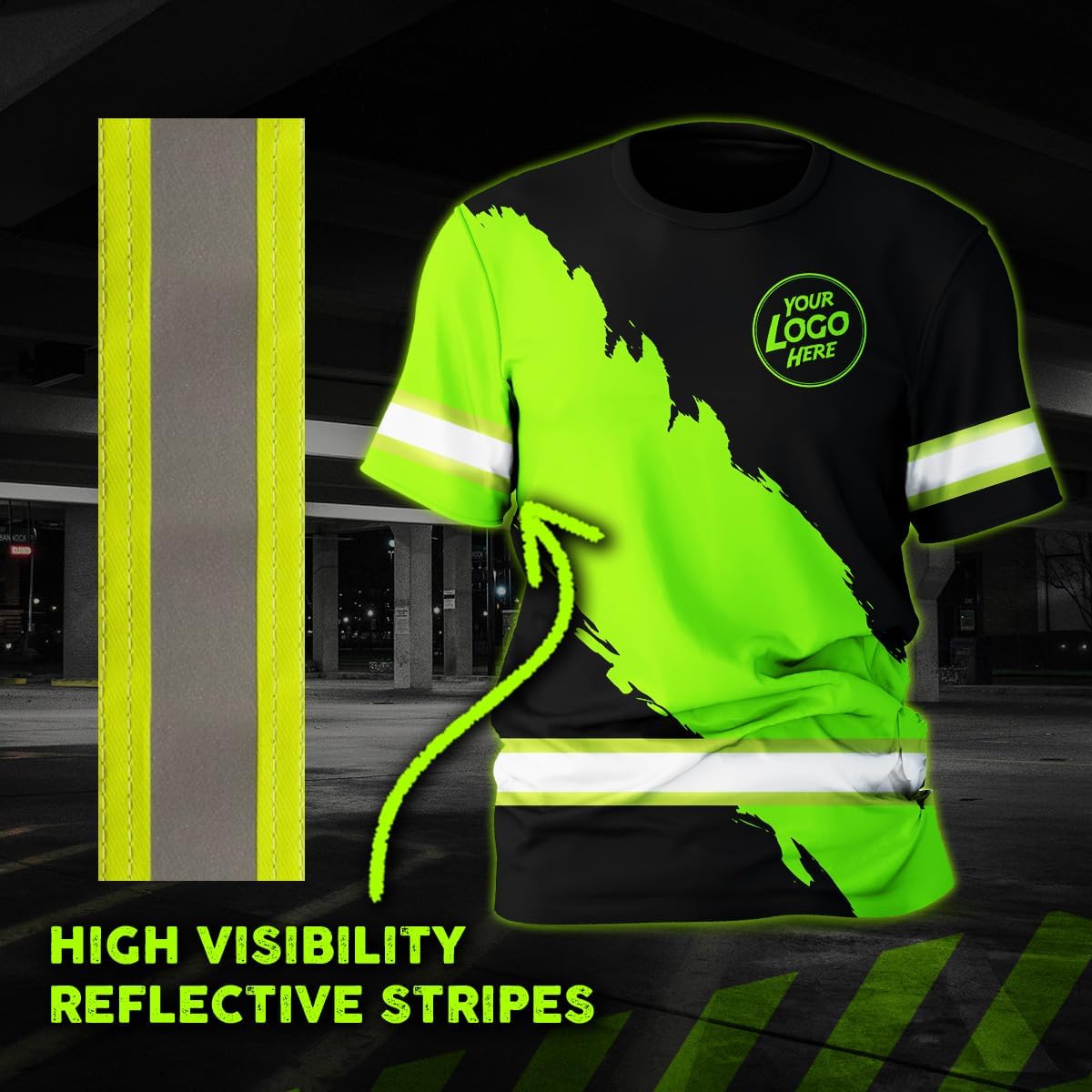 High Visibility Shirt for Company Uniform, Custom Name and Logo Reflective Hi Vis Outdoor Workwear Short Sleeve