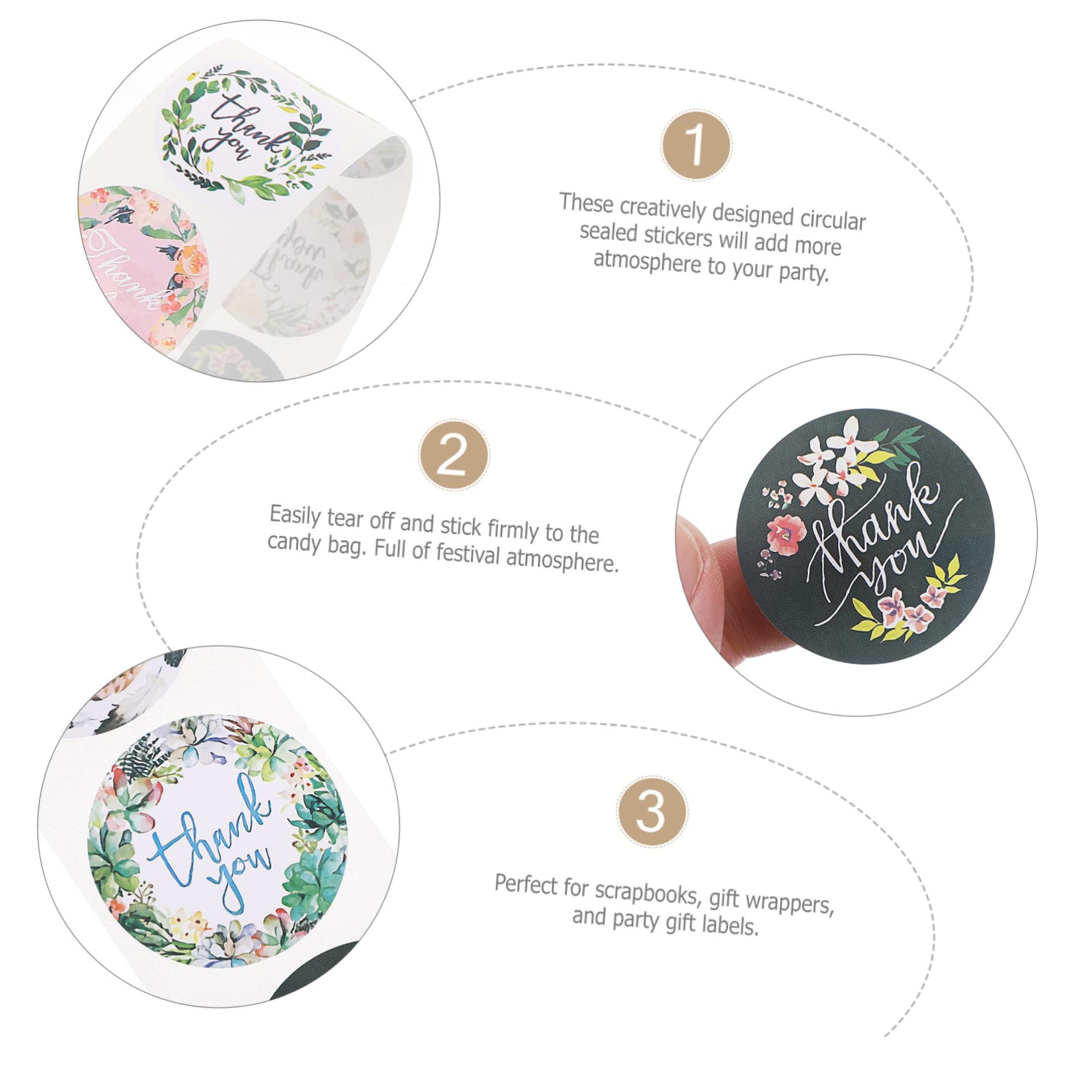 4rotoli Adesivi Ringraziamento Per Sacchetti Confezione Stickers Design Elegante Per Feste e Regali Perfetti Per Decorare e Personalizzare Eventi Speciali