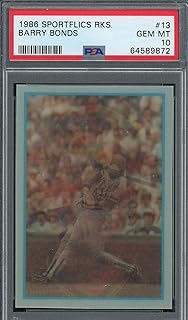 Barry Bonds 1986 Sportflics Baseball Rookie Card RC #13 Graded PSA 10