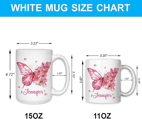Vista 37 de Hyturtle Taza de café personalizada de mariposa para niñas y mujeres, regalos de cumpleaños y Navidad para amantes de las mariposas, regalo