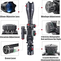 Vista 3 de UUQ 4-16x50 Alcance táctico de rifle rojo/verde iluminado buscador de retícula W/mira láser y vista de punto reflejo holográfico