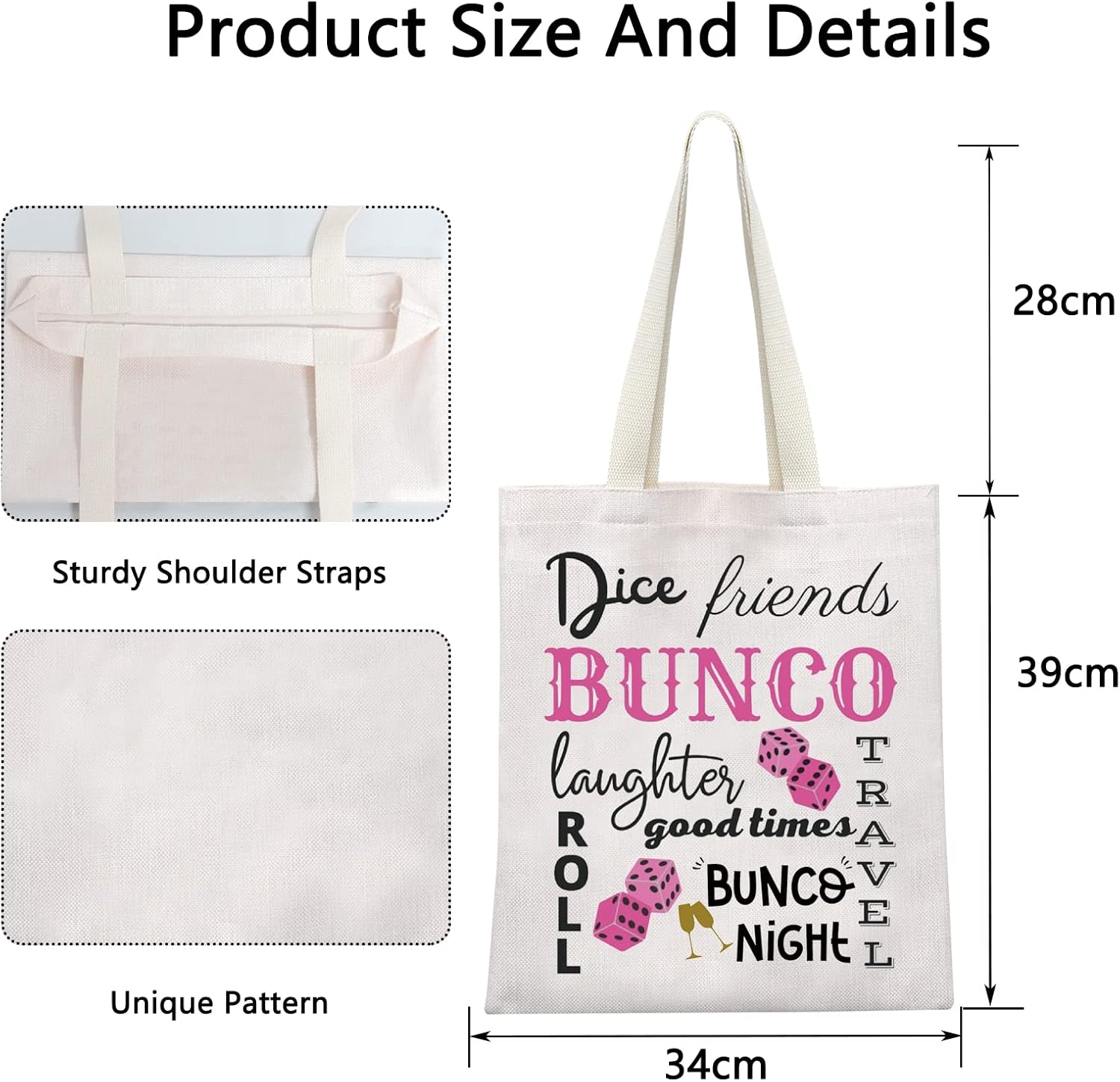 POFULL Bunco Game Night Gift Tabletop Game Board Gaming Tote Bag Bunco Party Gift image 4