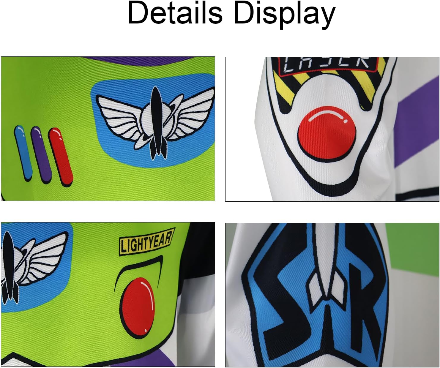 Space Ranger Costume Adult Buzz Astronaut Costume Halloween Cosplay One Piece Bodysuit with Hood Wing Foot Cover