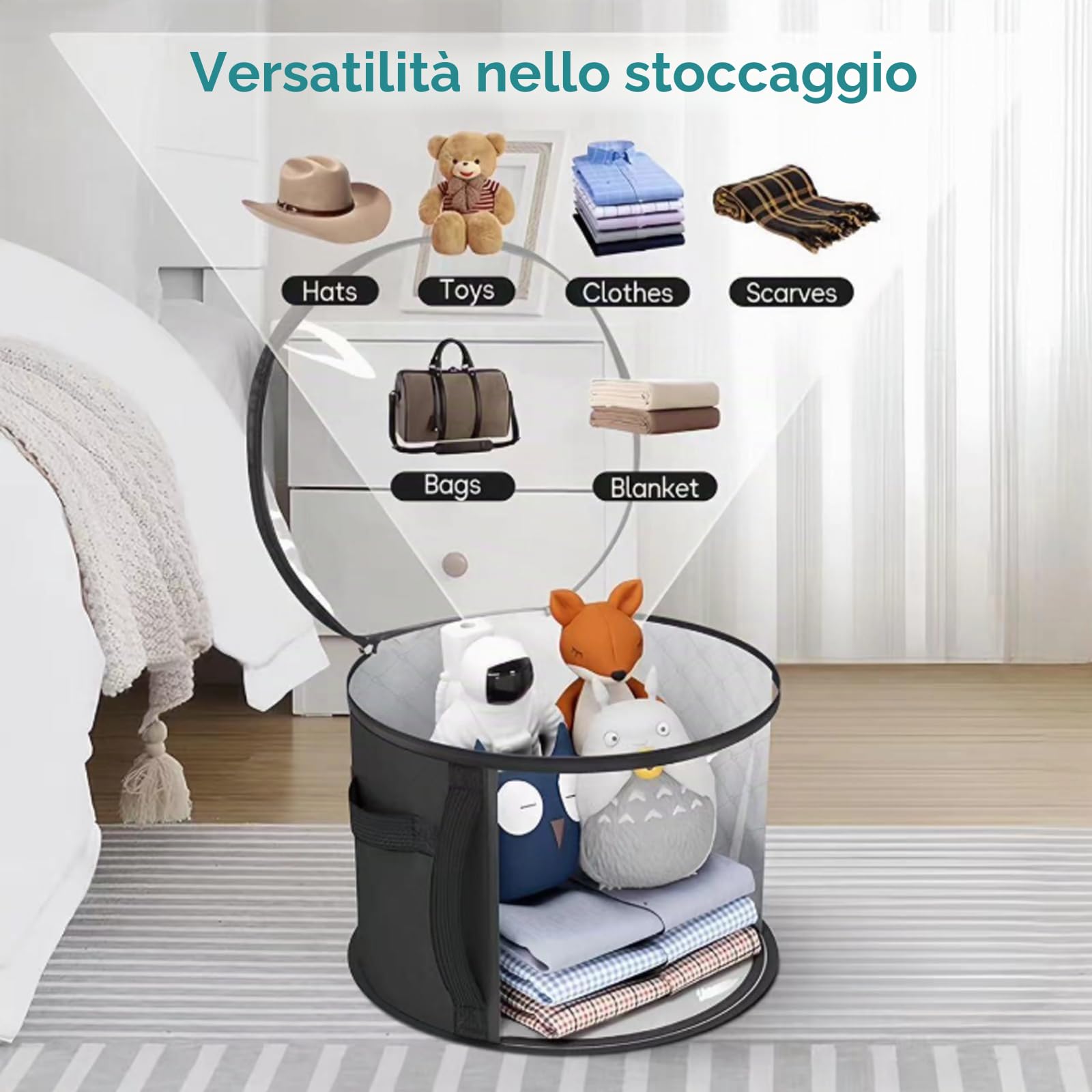 SSKHE 1 scatola per cappelli con coperchio, scatola rotonda per cappelli, borsa da viaggio, leggera e traspirante, per casa e viaggio
