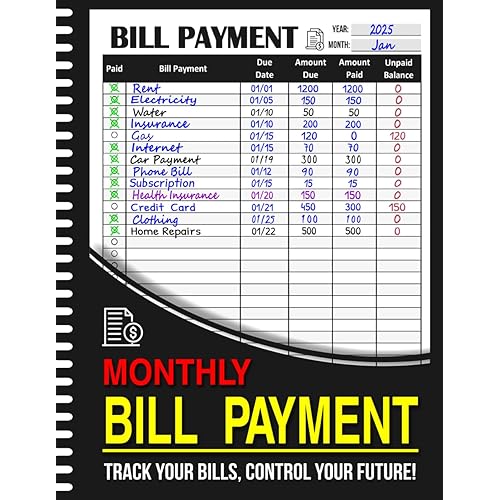 Monthly Bill Payment Checklist: Bill Payment Tracker Notebook & Organizer | 8.5" x 11"