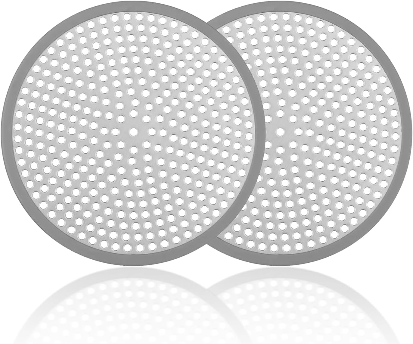 Drain Hair Catcher, 2pcs Round Shower Drain Cover for Bathroom, Drain Strainer, Stainless Steel and Silicone (Round)