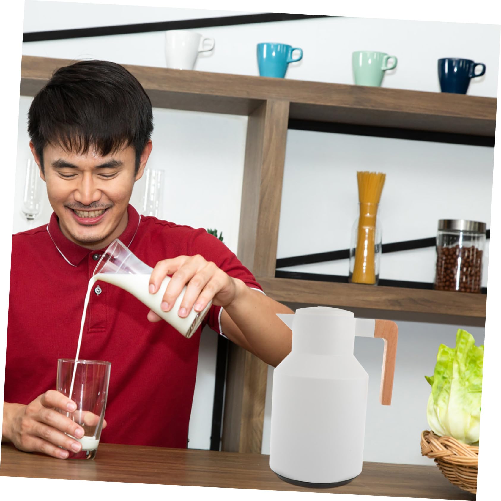 ULTECHNOVO 1pezzi Bottiglia Termica d Acqua Isolante Bollitore Termico Manico Comodo per Bevande Calde e Fredde Vetro Resistente Leggera e Facile da Trasportare