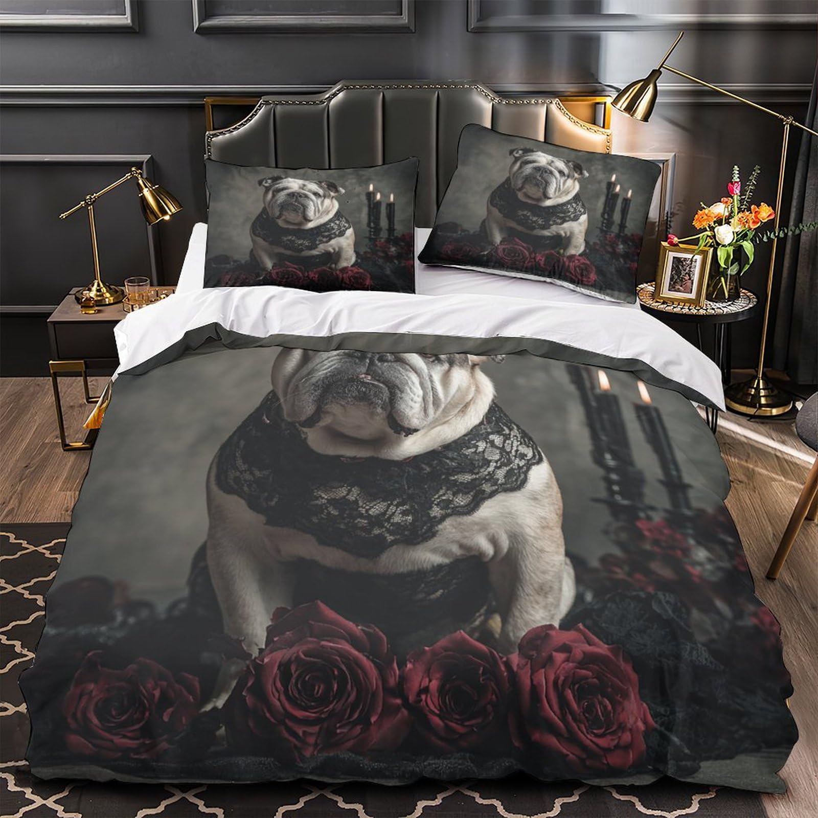Parure de couette bouledogue en microfibre super douce haute densité