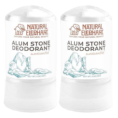 Natural Elephant Alum Stone - Desodorante en barra de 212oz 2 onzas piedra de sal natural sin perfume sin aluminio para hombres y mujeres paquete de