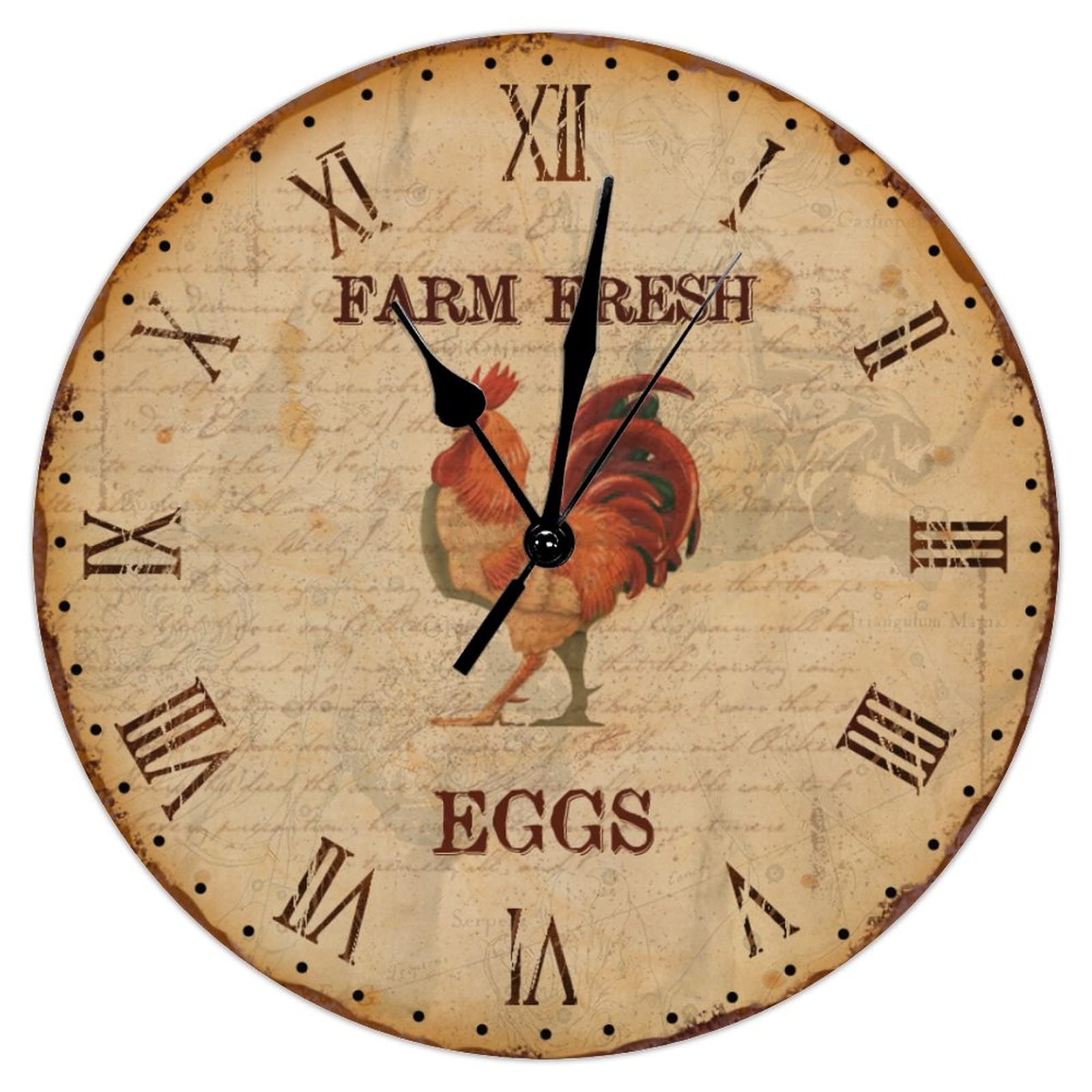 Horloge murale silencieuse en bois 38 cm style campagne