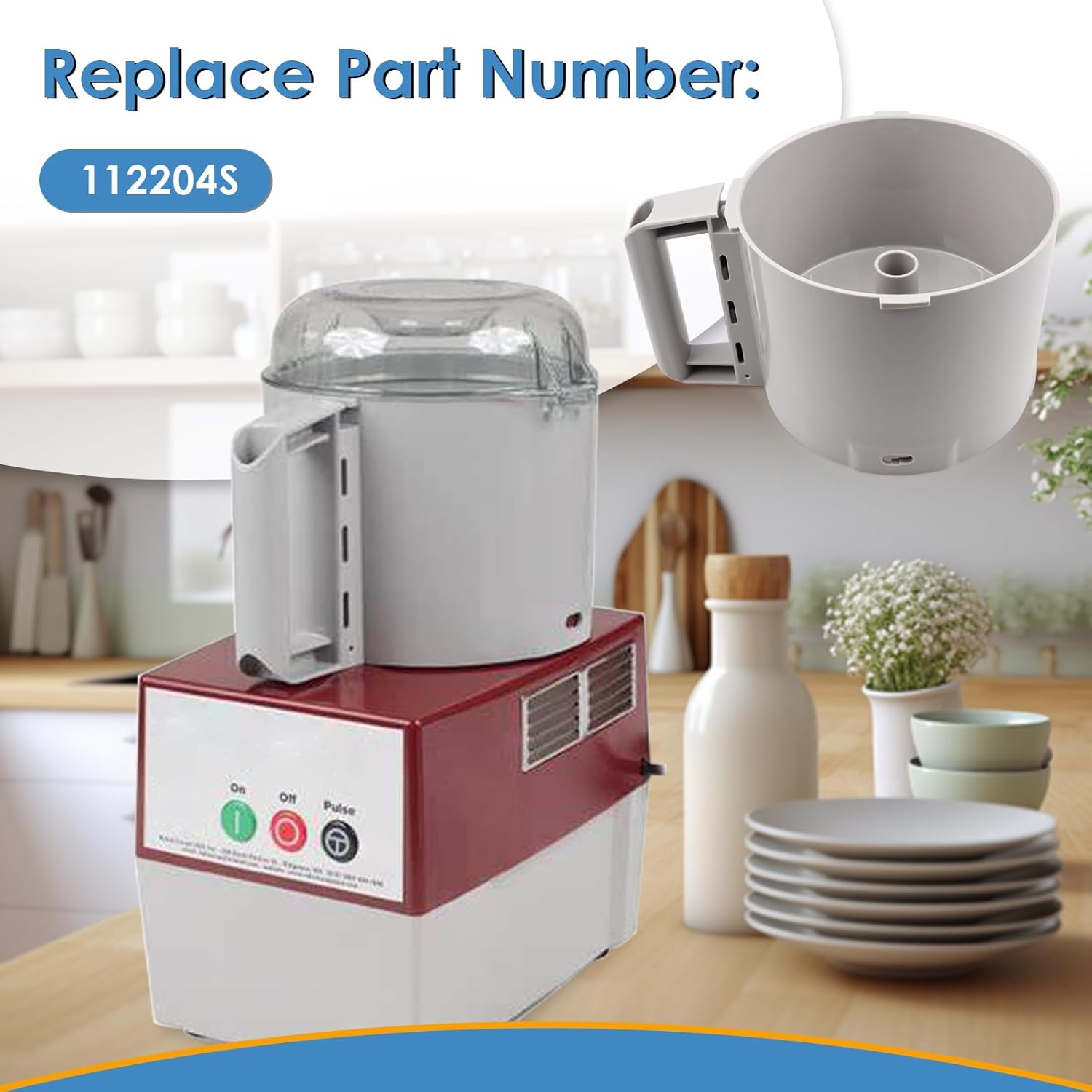 112204S Cutter Bowl, Compatible with Robot Coupe R2, R2B, R2N, R2 Dice Food Processor, 3 Quart Gray Bowl