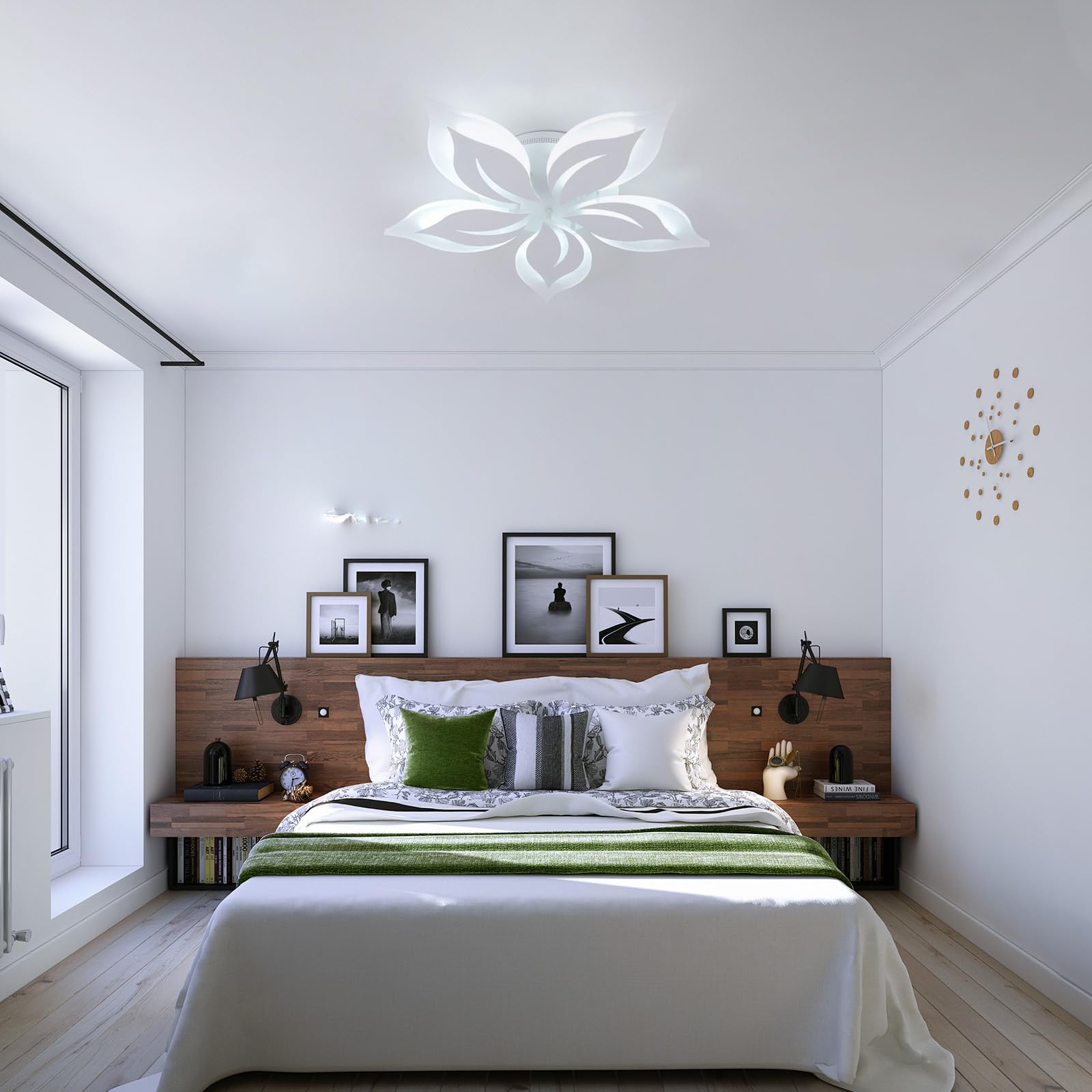 Lampa Sufitowa LED Kwiat Pilot APP Nowoczesna Lampa Sufitowa Duża Możliwość Przyciemniania 3000K-6000K Oświetlenie Sufitowe W Salonie 50W Inteligentne Do Sypialni, Przedpokoju, Jadalni