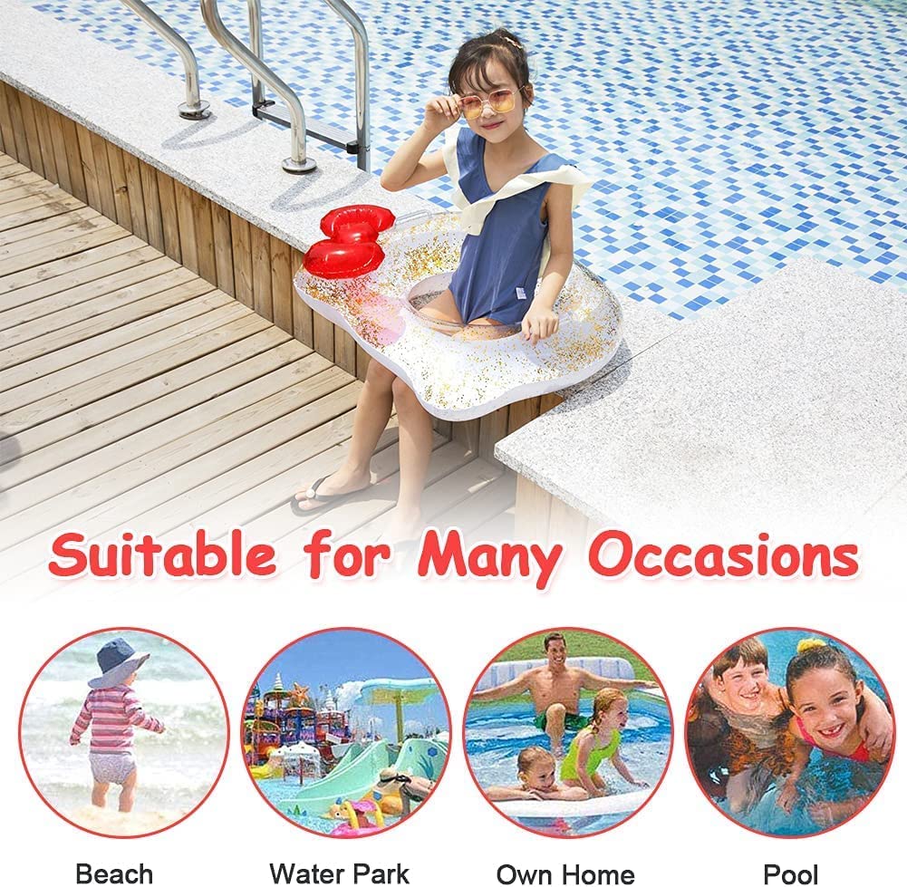 Anadi Swim Ring for Kids Inflatable Durable Pool Float, Cartoon Cat Shaped Swimming Float Tube Ring 64cm with Multi Color 2