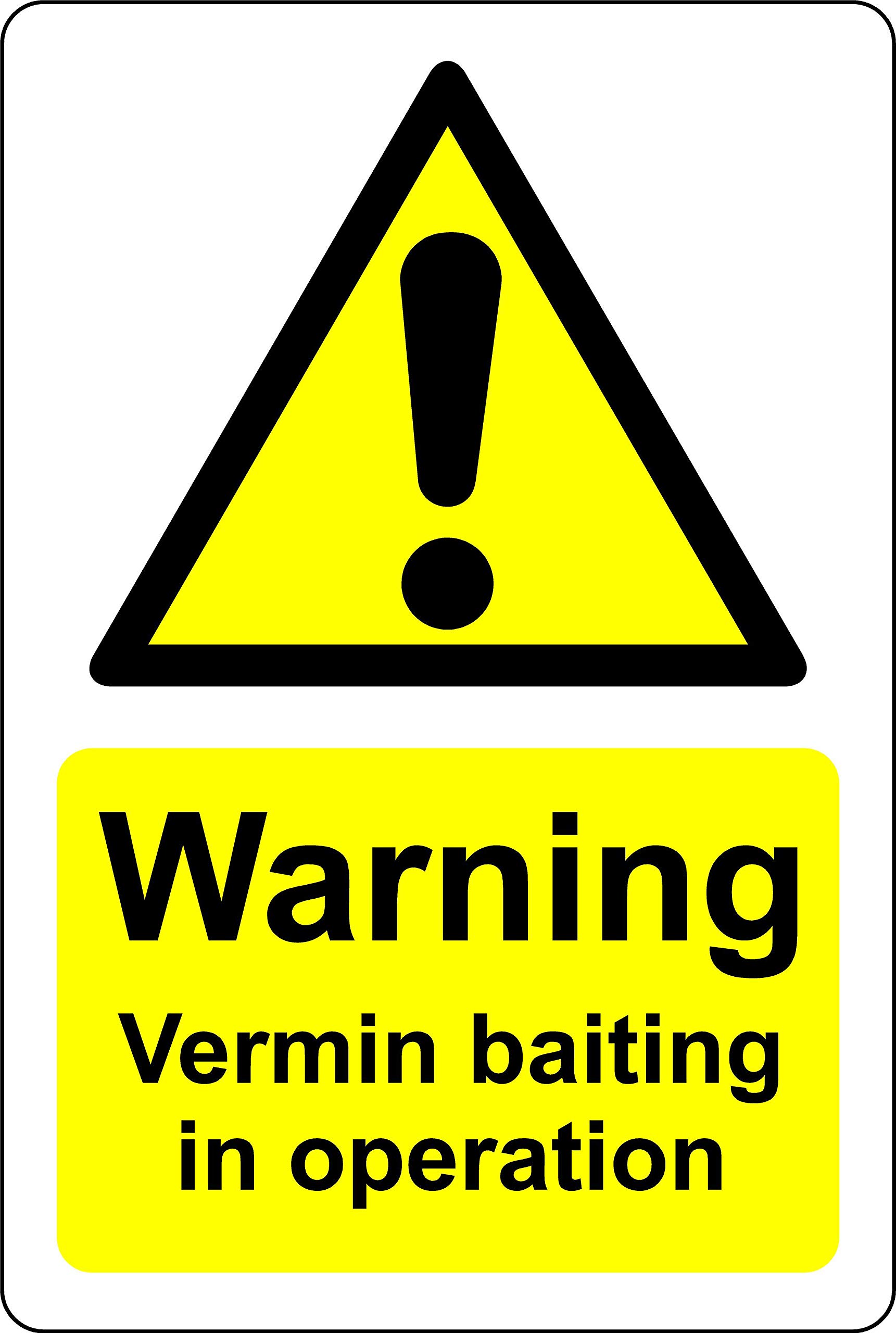 Kpcm Display Ltd Warning Vermin Baiting In Operation Safety Sign - 1.2Mm Rigid Plastic 200Mm X 150Mm