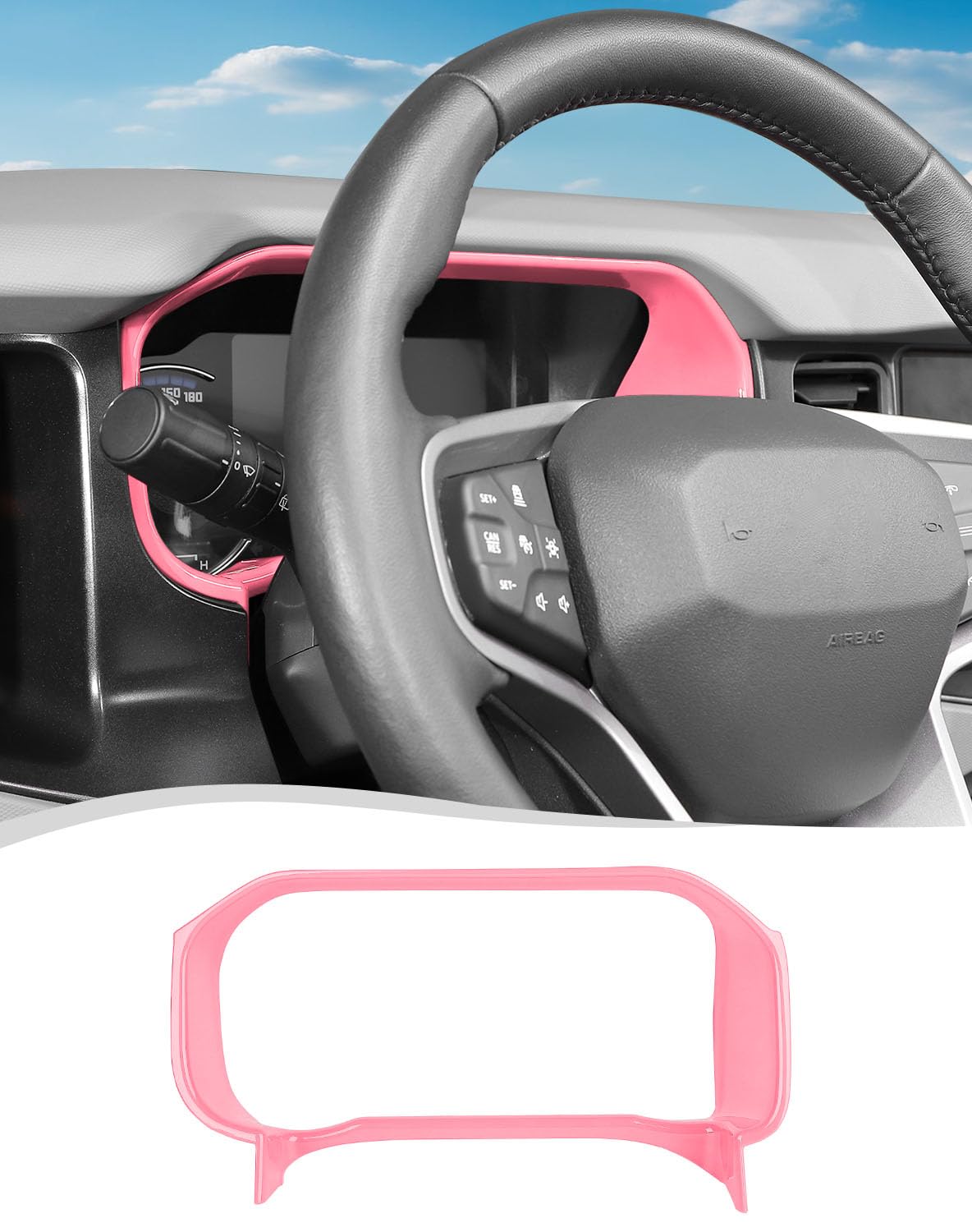 Voodonala Center Console Dashboard Panel Cover Trim Compatible with Ford Bronco Accessories 2021 2022 2023 2024, Pink