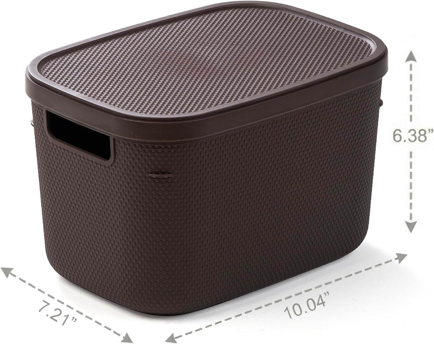 BINO | Plastic Storage Bins with Lids, 5.5 Liter - 3 Pack, Dark Brown | THE TWILL COLLECTION | Plastic Bins for Organization | Woven Storage Baskets for Organizing | Pantry Shelf Organizer Basket Bin
