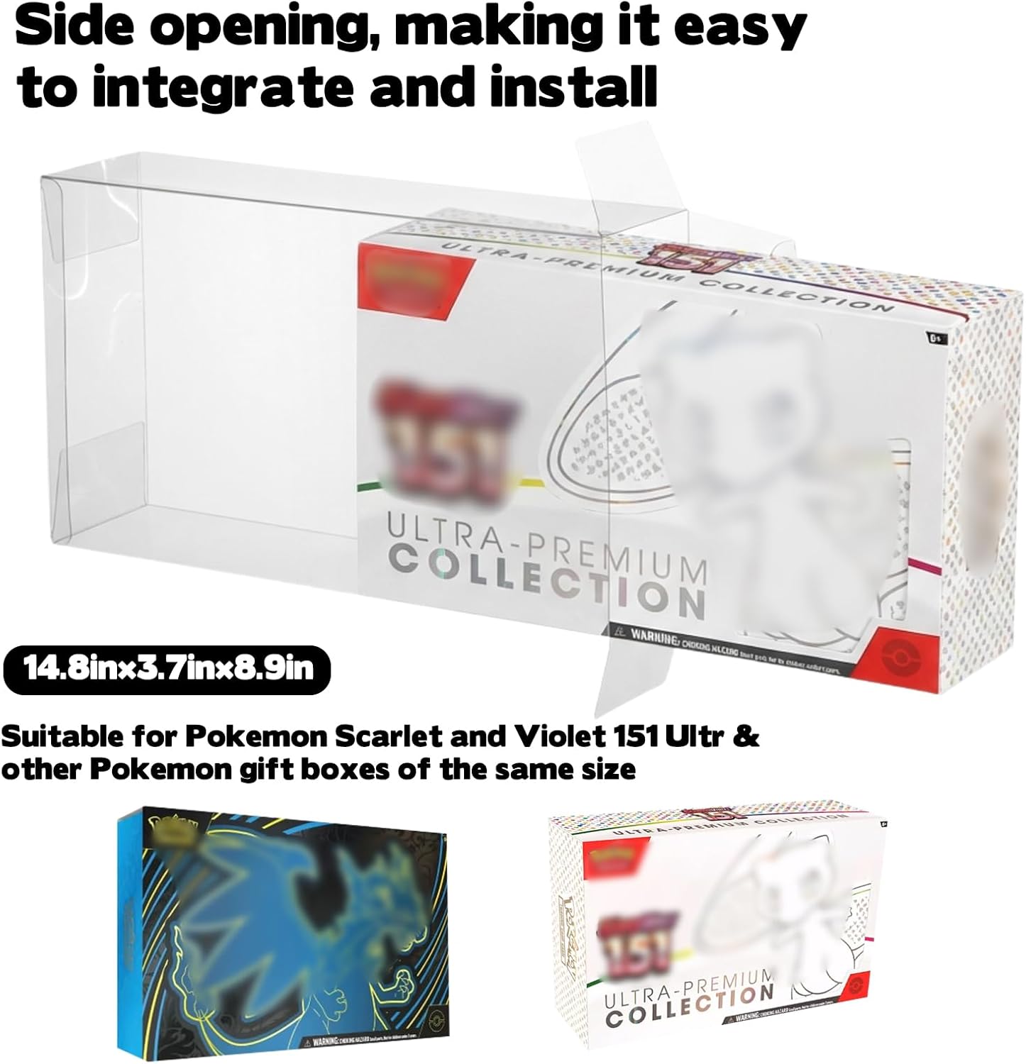 Rainmae 5 PCS Clear Protector Case for PKMN Scarlet and Violet 151 Ultra Collection Boxes Thick Scratch-Resistant and Dustproof Plastic Display Cases for Ultimate Collectible Card Protection