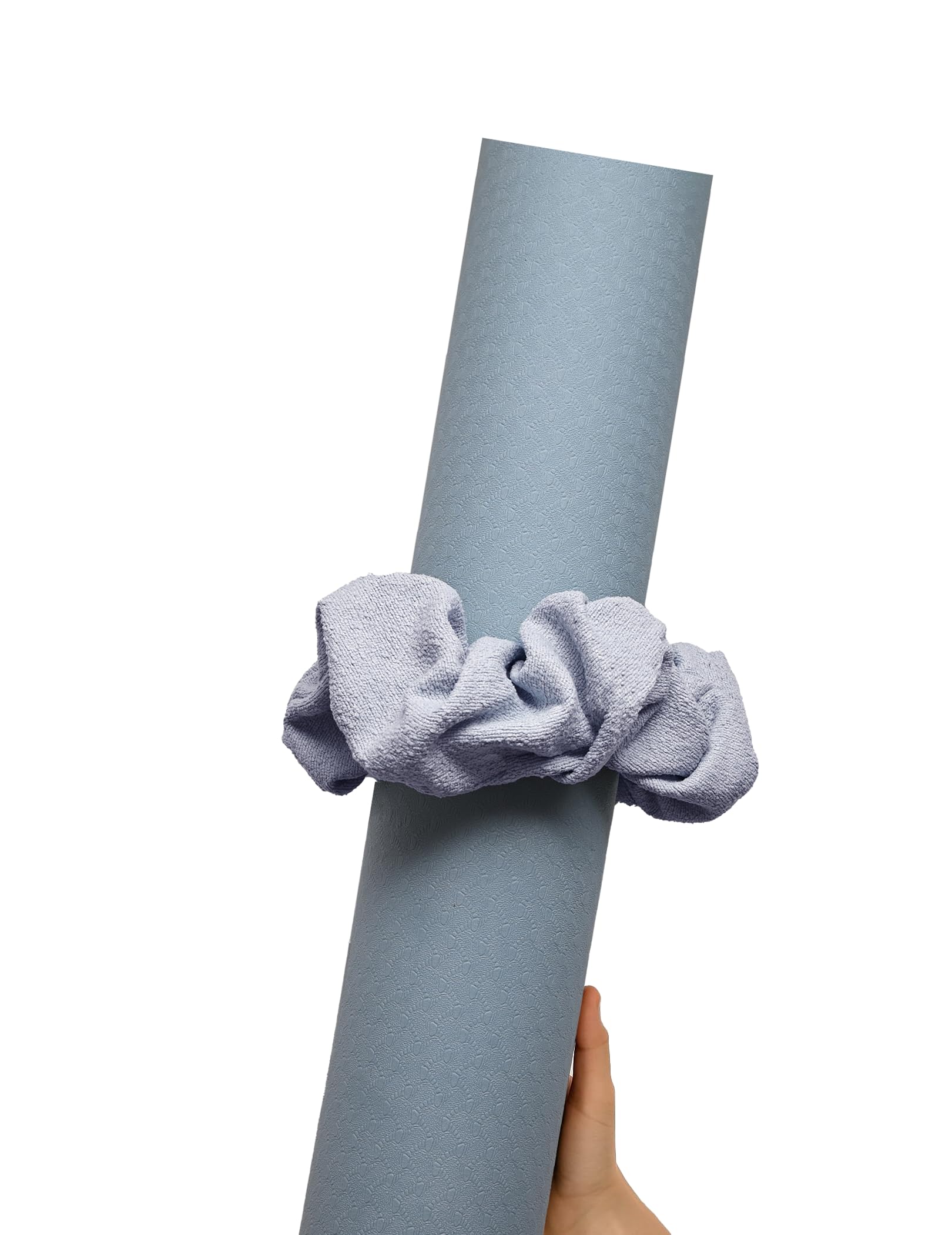 Yoga Mat Scrunchie - Holds Your Yoga Mat in Style - Made With Durable & Luxurious Fabric - Fits All Standard Yoga Mats (mat not included) Light Blue-image-48