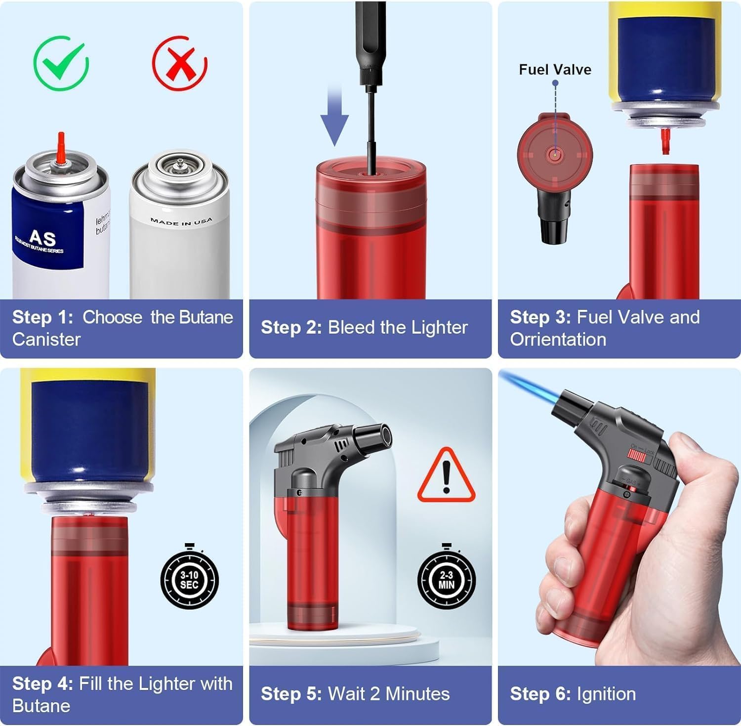 Jet Flame Lighter Refill - Powerful Butane Torch -6 Jet Flame Lighter Refill - Powerful Butane Torch -6