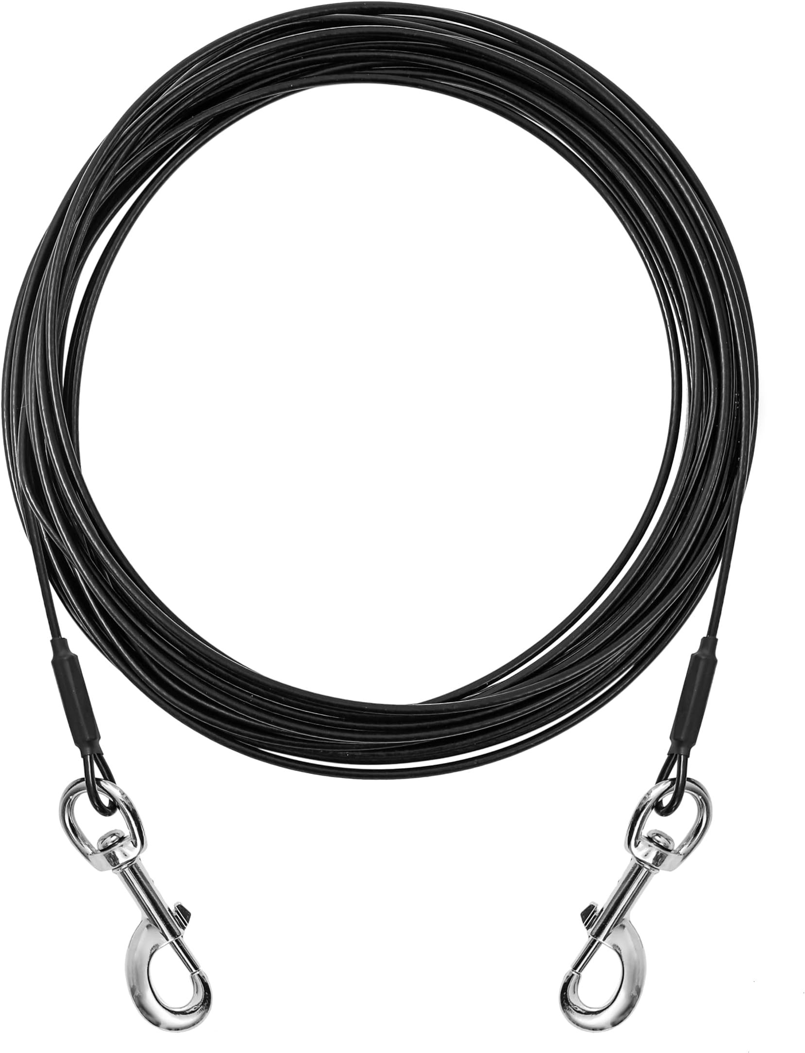 Dog Tie Out Cable, 3M Chew Proof Dogs Runner Cable, Training Pet Leash for Small Dogs Up to 60lbs,Dog Tether for Yard Outdoor and Camping (Black, 10ft(3M))