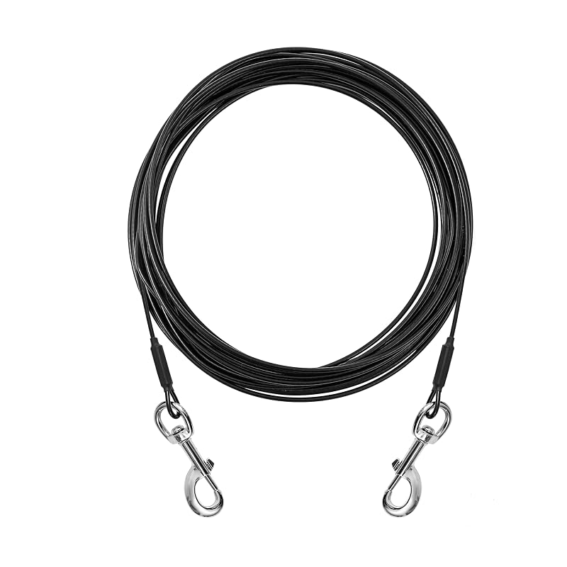 Cabo de Contenção para Cães Mi Metty com Revestimento em PVC, até 27,2 kg, Preto, 15,24 m