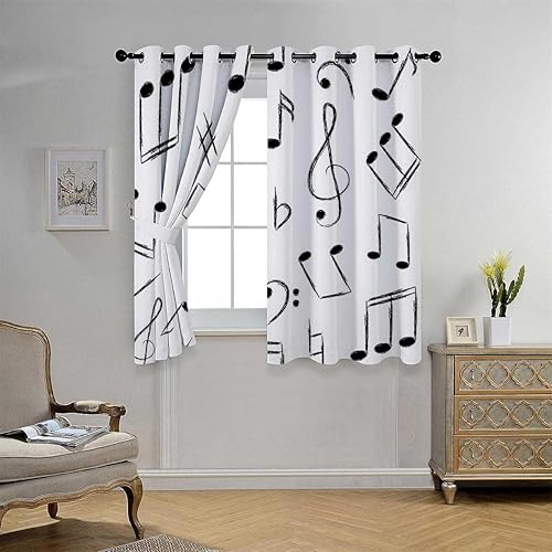 Cortina Blackout para Habitacion con líneas blancas y negras concisas de acordeón para cortina de despensa de habitación, 55 pulgadas de ancho por