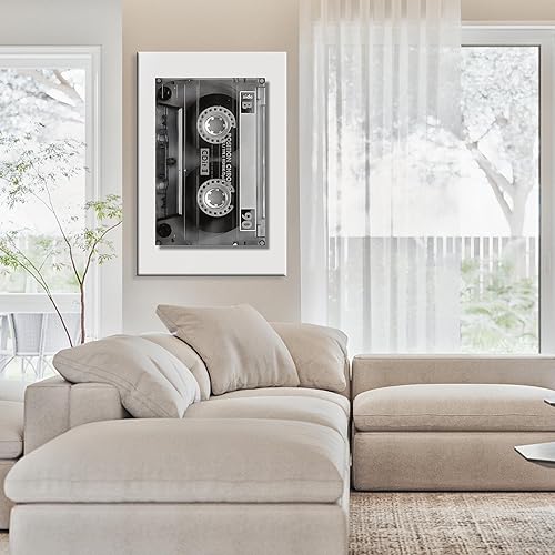 Miniatura 6 de FBKDVC Cinta de cassette vintage en blanco y negro para pared, arte de pared de música retro de los años 90, pósteres estéticos de música de moda,