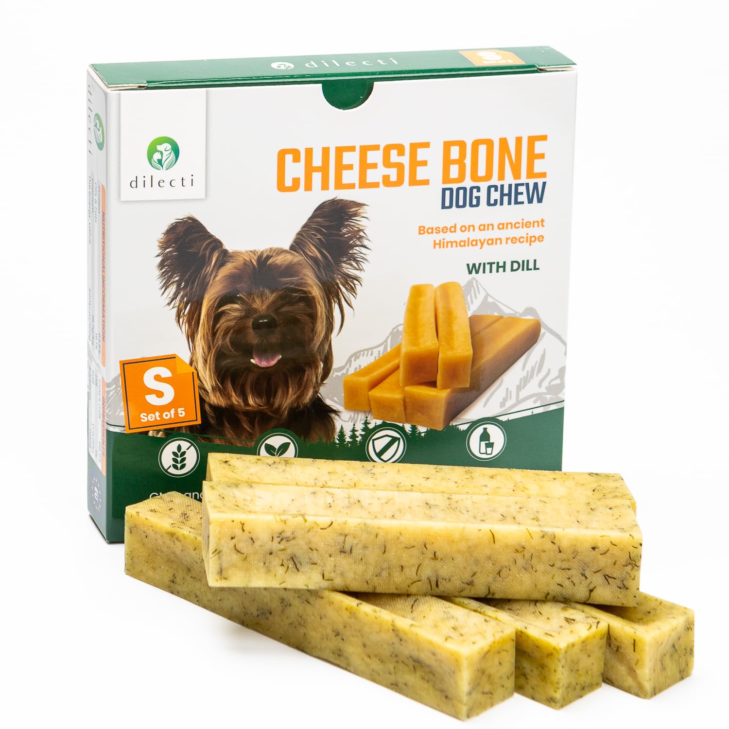 Ossi di Formaggio per Cani con Aneto – Snack e Masticativi Naturali per Igiene Dentale, Osso da Masticare, Giochi Naturali - Taglia L Confezione da 3 (Taglia S Confezione da 5)