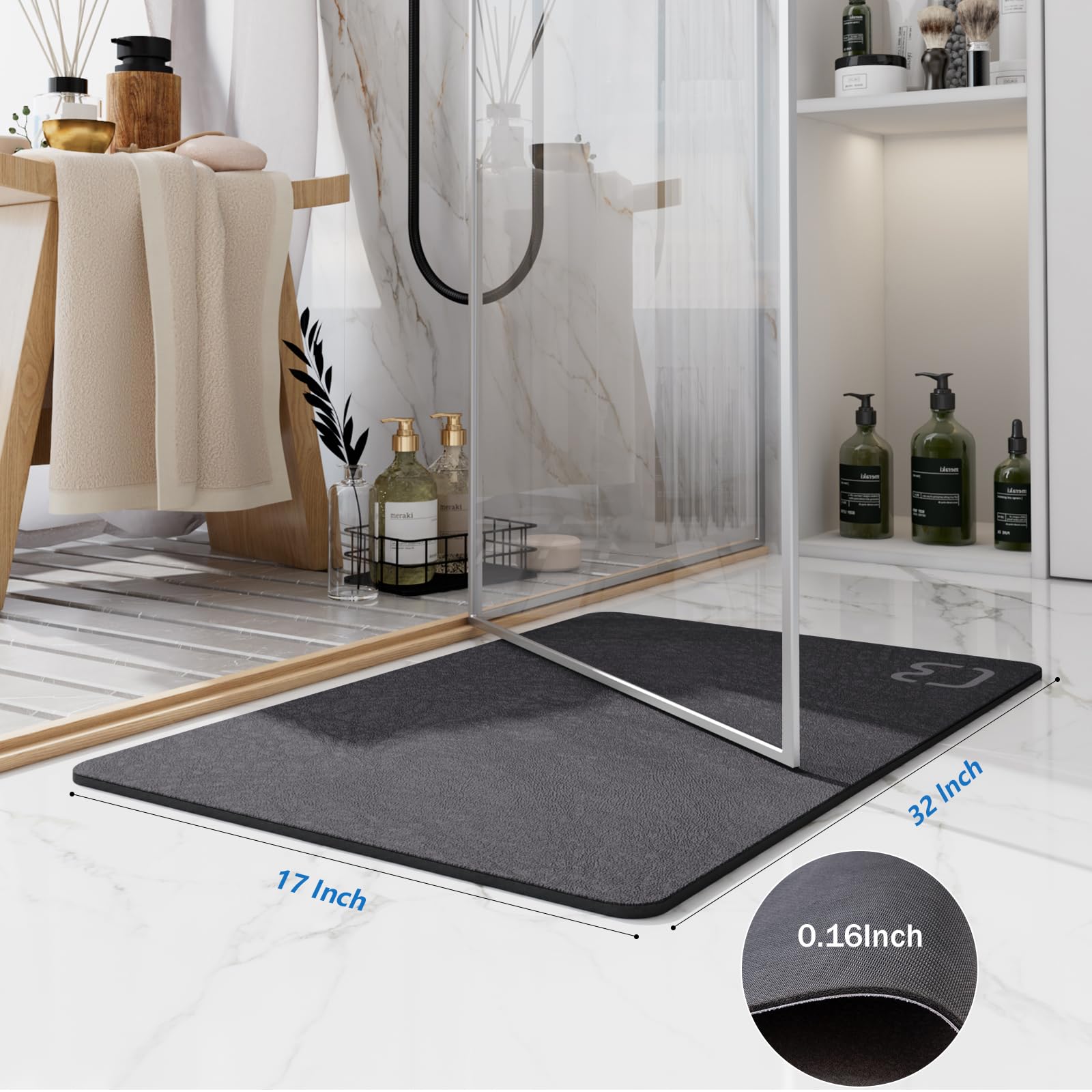 DUNSOO Tappeto Bagno, Tappeto Bagno Antiscivolo, 60 x 150 cm Tappeti Bagno Shaggy Tappetino Bagno Lavabile in Lavatrice per Vasca, Doccia e Bagno