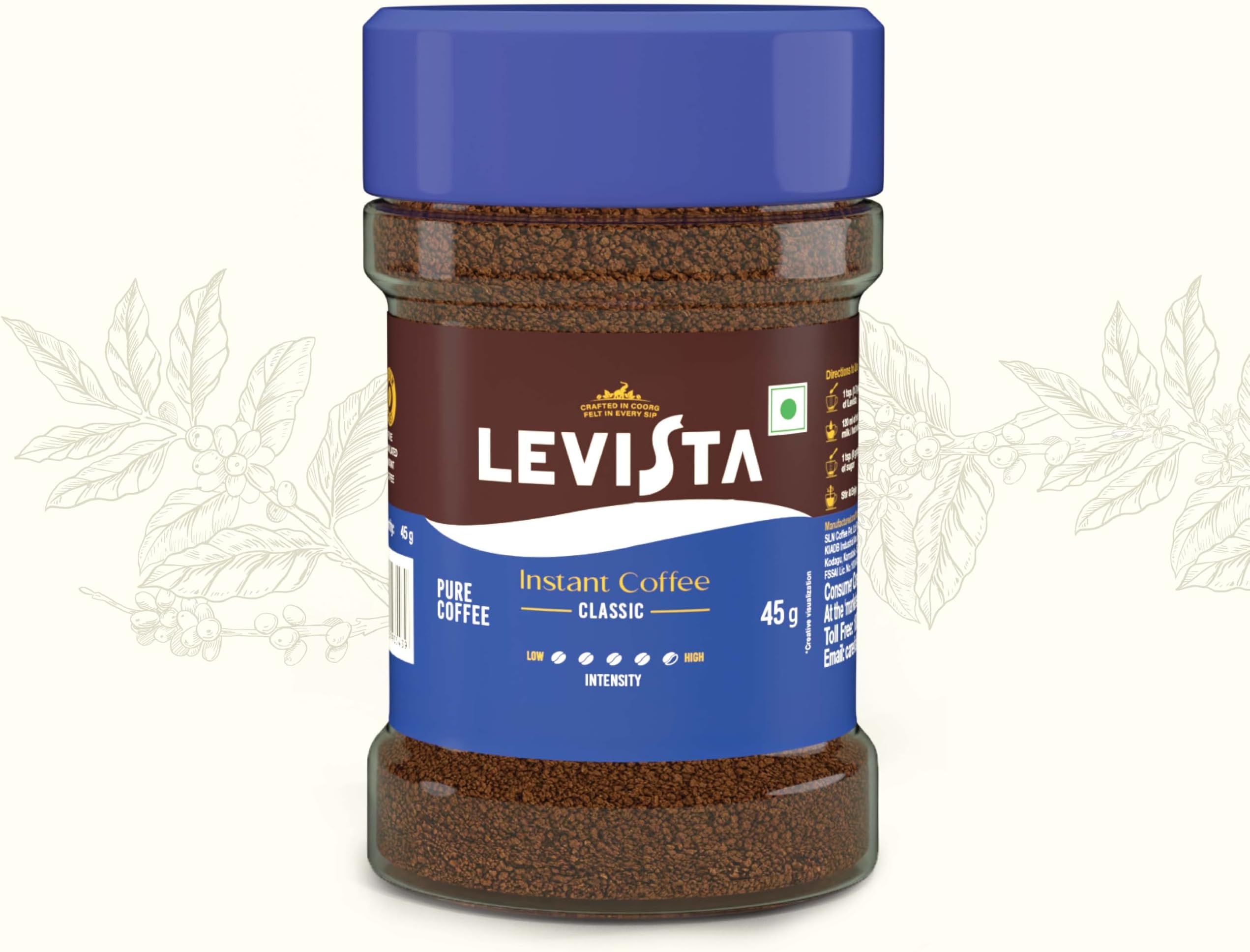 Levista Classic Pure Instant Coffee 50/45 GM Jar