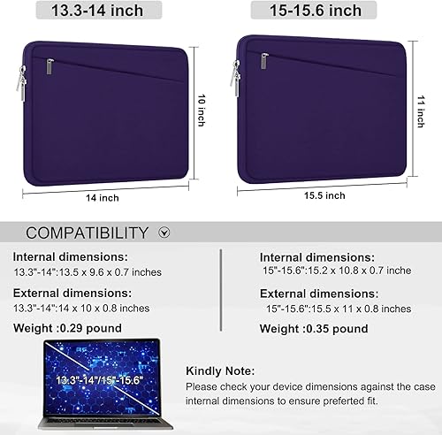 Miniatura 6 de Funda para laptop de 15.6 pulgadas, bolsa de transporte protectora con bolsillo frontal, maletín delgado para computadora para 15-16 pulgadas HP,