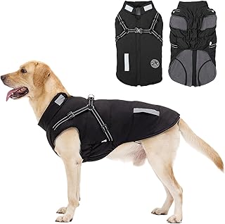 Hundemantel, Winter Hundejacke Wasserdicht Winddichte mit bauchschutz, Outdoor Hunde Wintermantel Hundeweste mit Fleece Gefütterte Reflektierend für Kleine Mittelere und Große Hunde