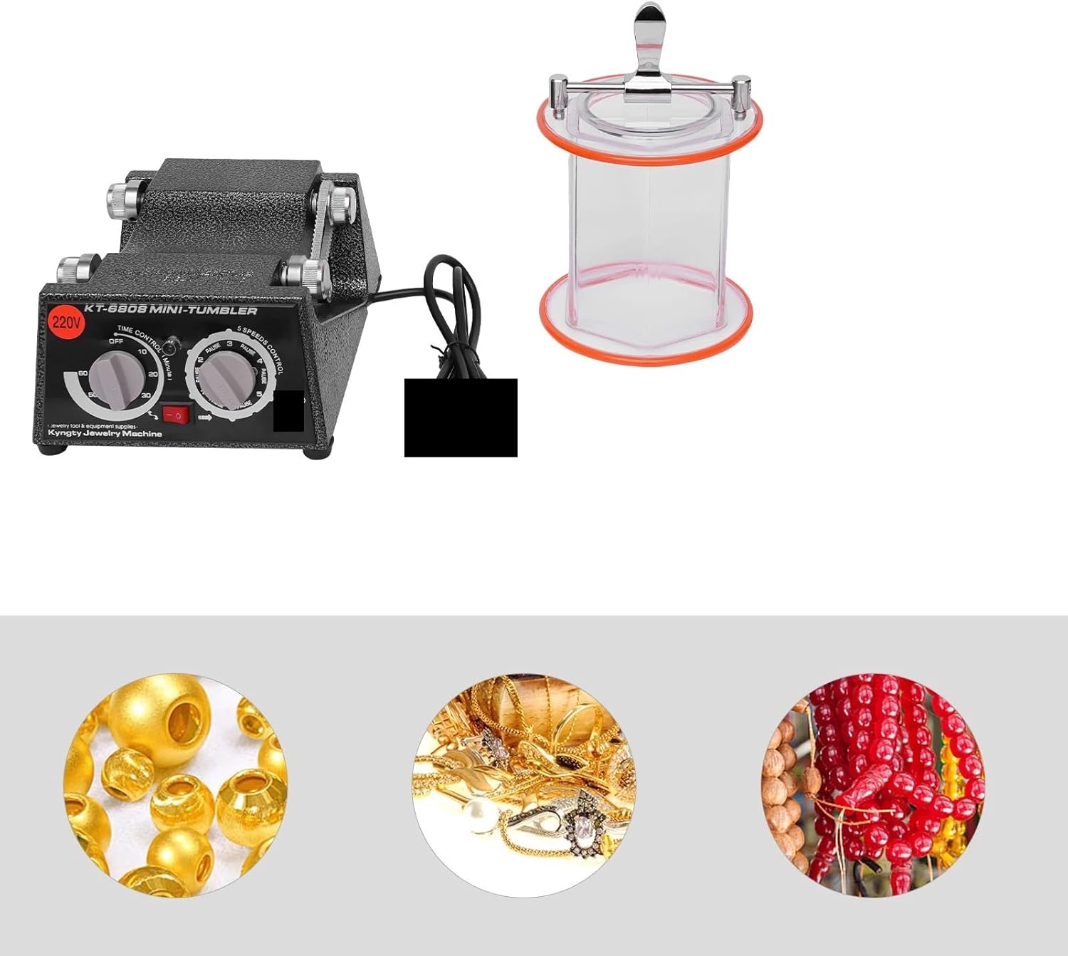 Jewelry Rotary Tumbler Polisher,Mini Polisher Tumbler Jewelry Polisher Machine with s Barrel and Polishing Bead