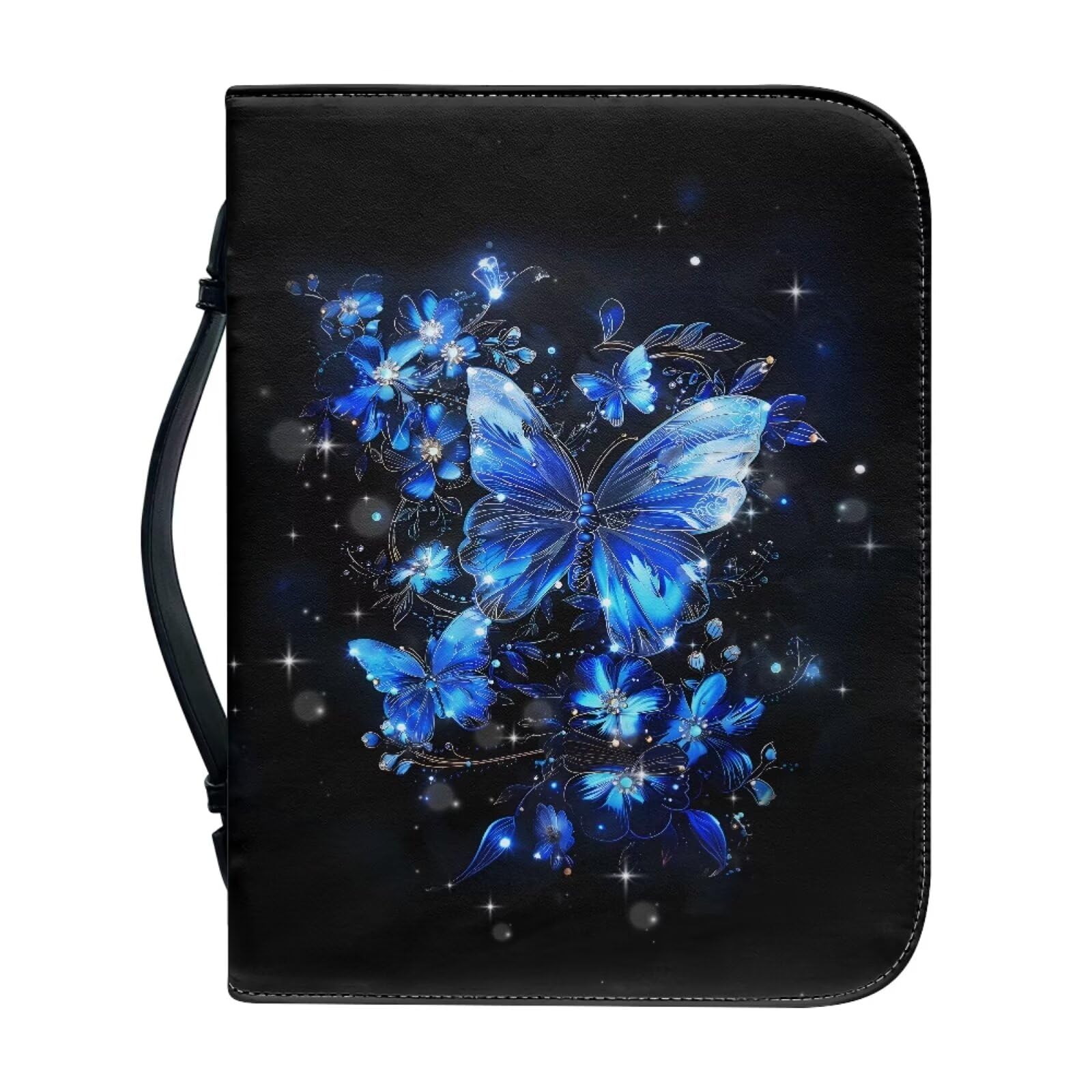 Ceudet Extra Large Bible Cover, Carrying Book Case Church Bag Biblewith Zippered Pocket, Gift for Men Women,Blue Butterfly,L — image 1