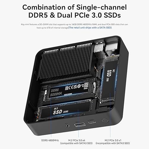 Miniatura 4 de TRIGKEY Mini PC Ryzen 5 W11 Pro Desktop AMD 6C12T 5500U 16G DDR4 500G NVME SSD Micro computadora, compatible con Mini computadora 1110 Pro, 4K 60Hz