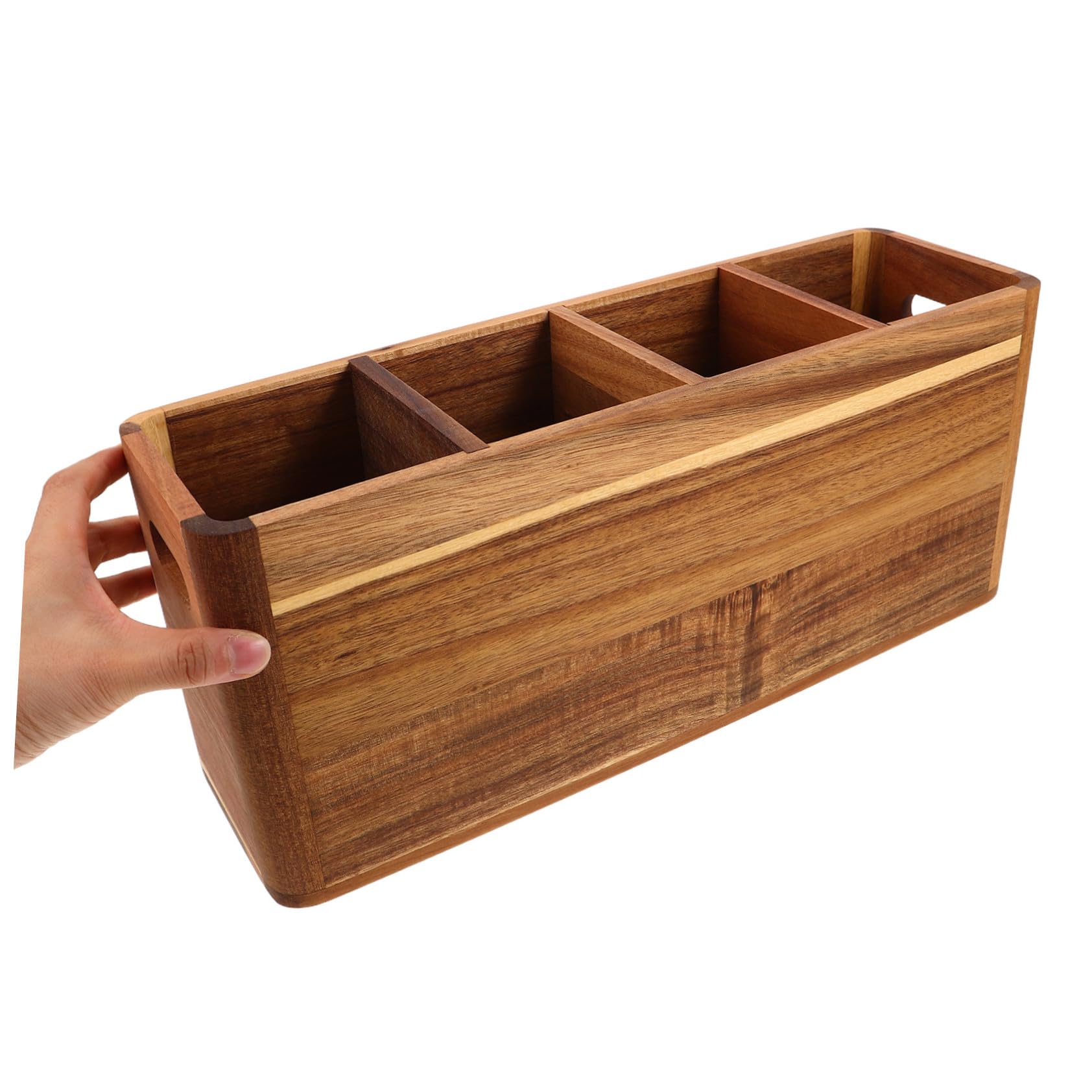 Cabilock Porte-ustensiles de Cuisine avec Compartiments Organiseur de Couverts Rustique pour Plan de Travail Rangement Compact pour Outils de Cuisine