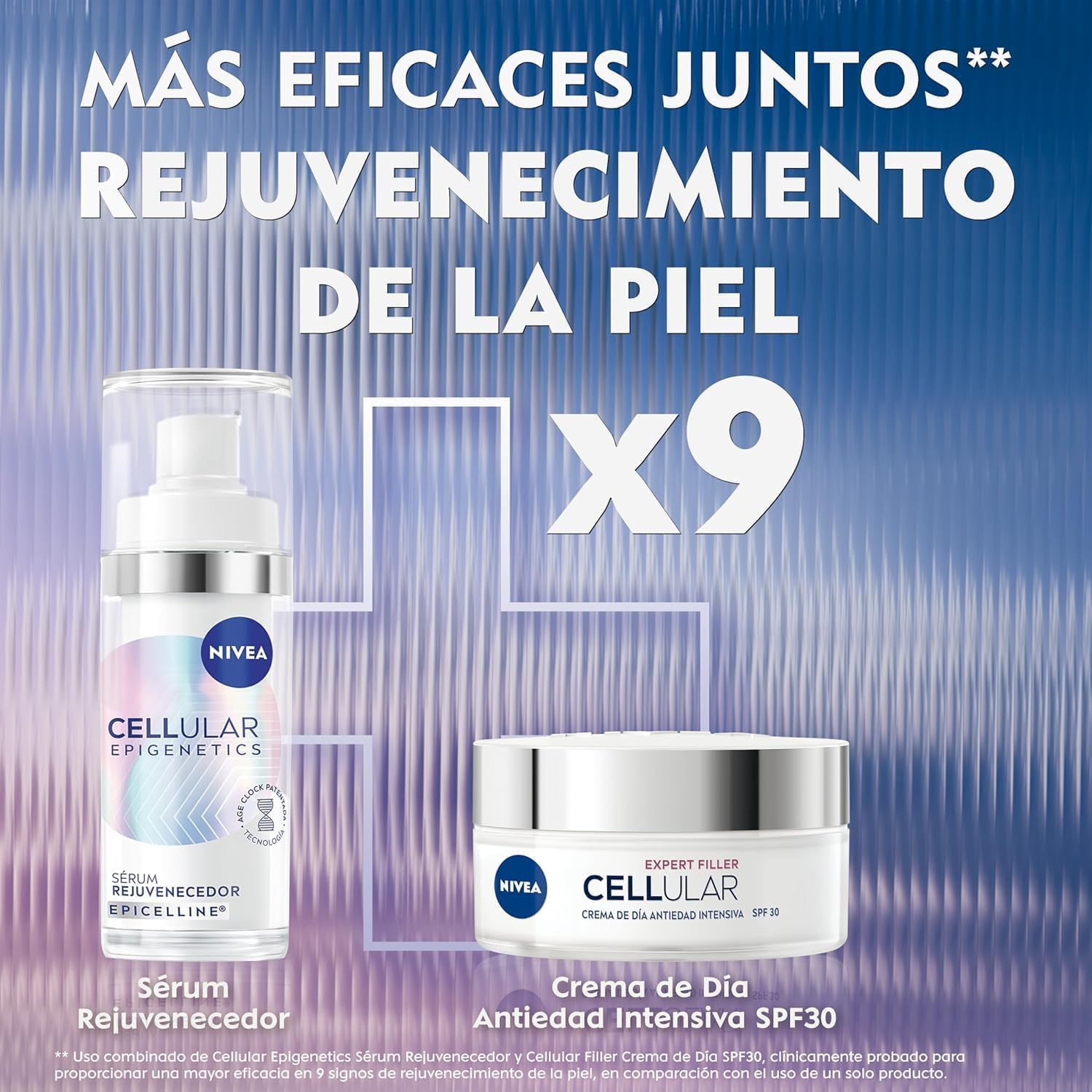 NIVEA Pack Cellular Epigenetics Cuidado facial Antiedad - Serum Facial Rejuvenecedor con Epicelline 30ml + Crema de Día FP30 - Revierte la Edad de la Piel