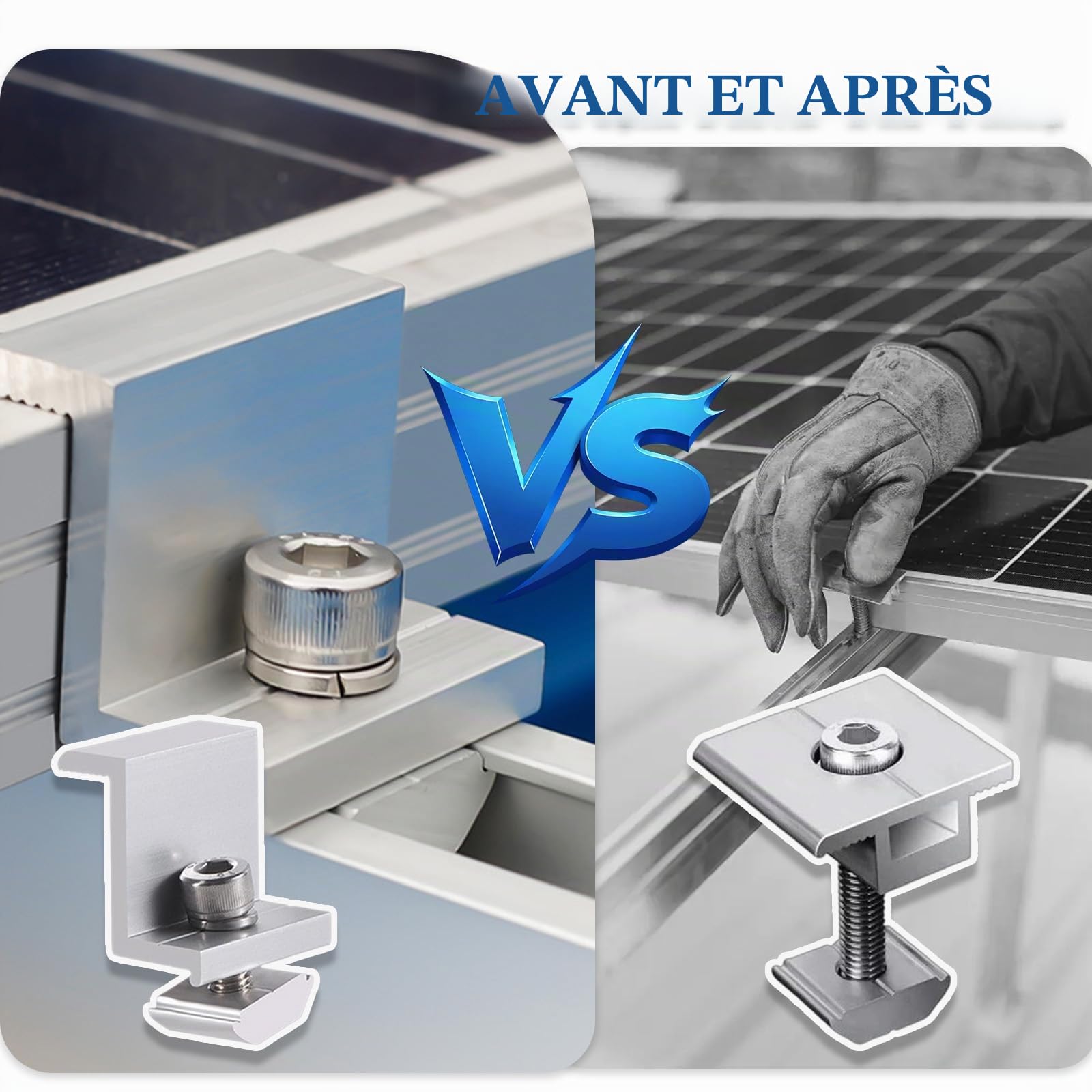 8 Pièces Supports de Panneau Solaire 30 mm en Alliage D'aluminium, Pinces D'extrémité pour Panneau Solaire avec Vis en Z, Support de Pince à Bord pour Module Solaire
