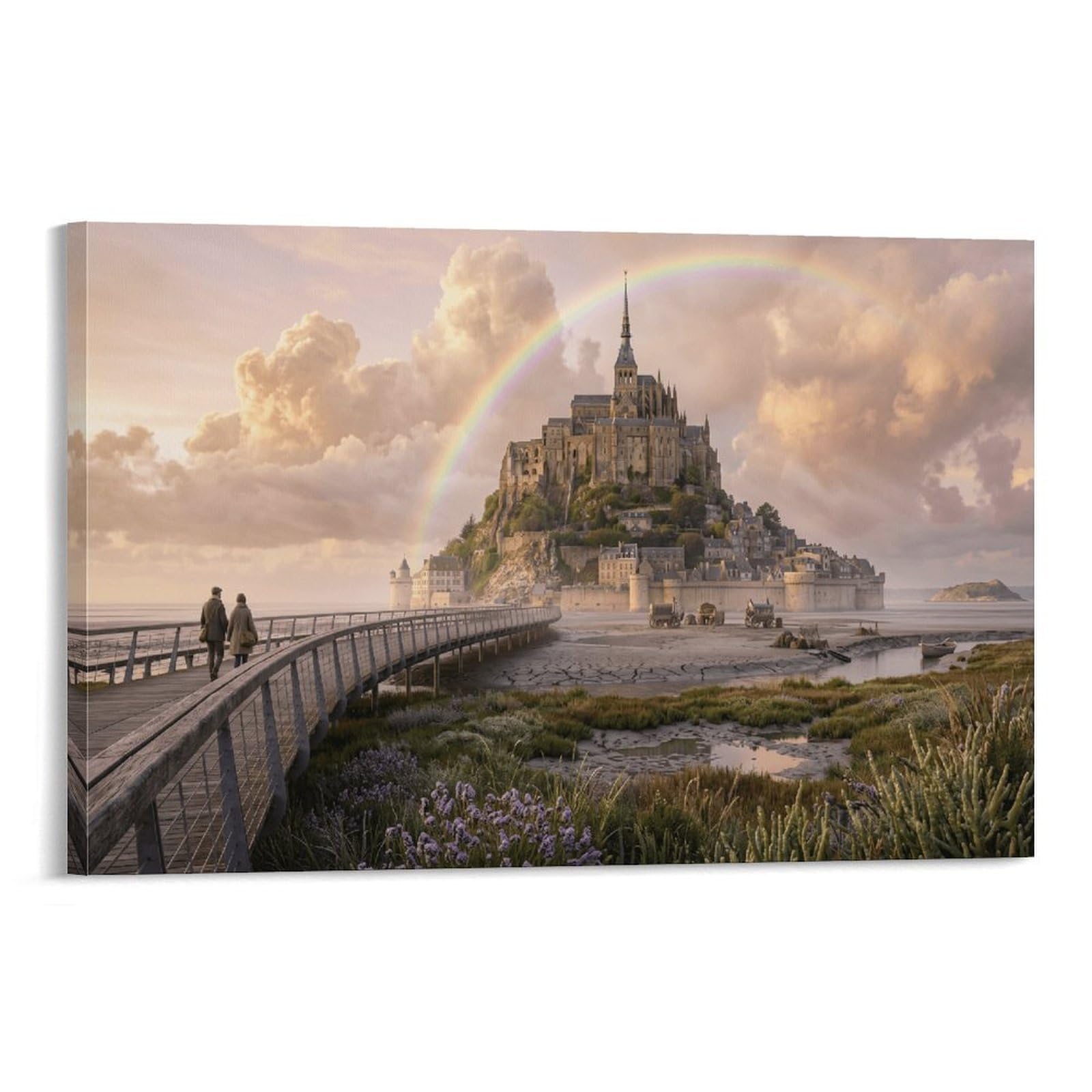 XPASHIQWC Mont Saint-Michel France Wall Decor Poster Giclee Canvas Prints Modern Wall Art Picture Wall Hanging for Bathroom Wall Decor 08x12inch(20x30cm)