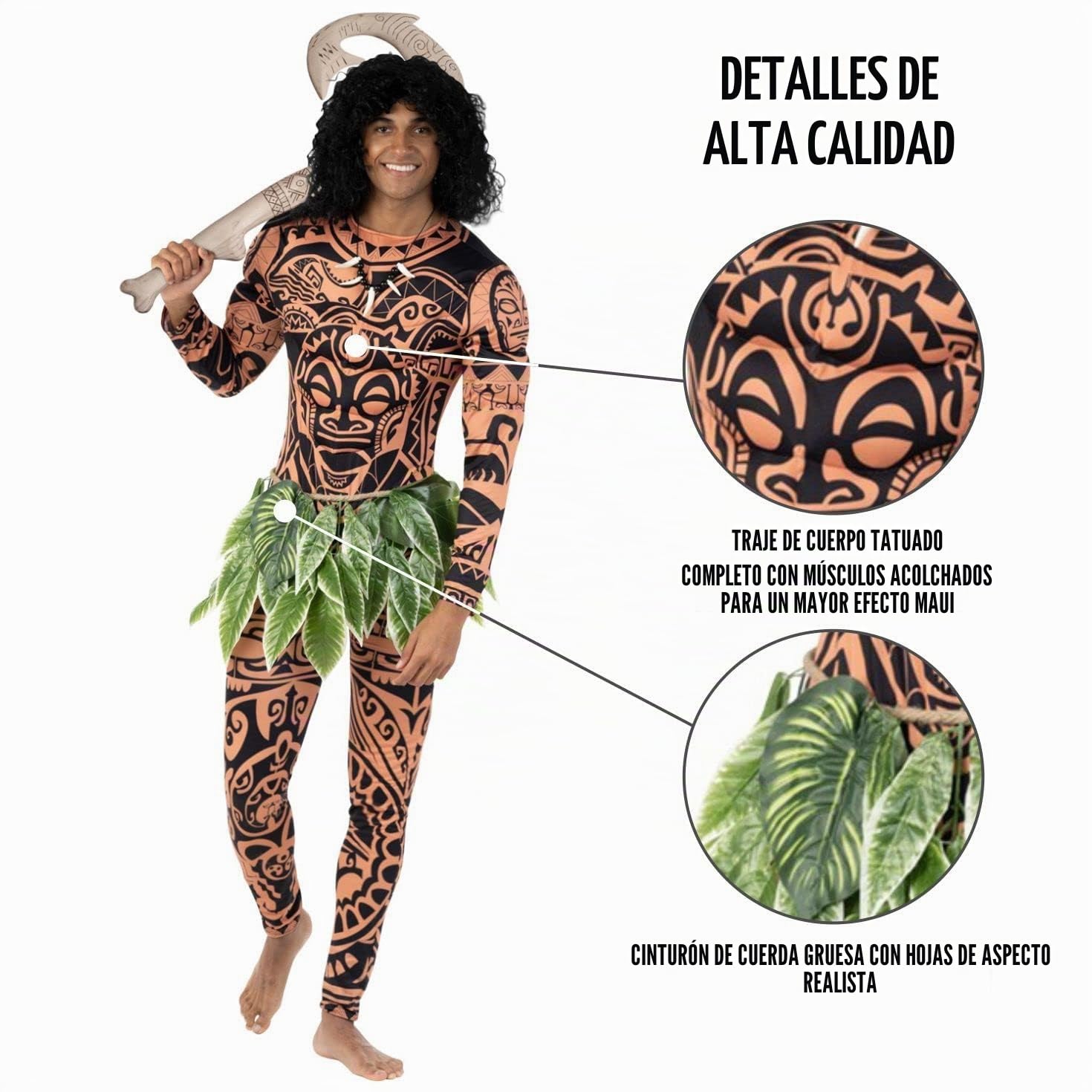 Morph Disfraz Adulto Hombre, Hawaiano, Personaje Cuento, Disfraces Carnaval y Halloween