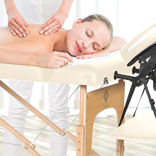 Miniatura 10 de ZEENA Mesa de masaje portátil – Cama de salón de terapia ligera para masajes, fisioterapia, tratamientos faciales y reiki en el spa o en casa