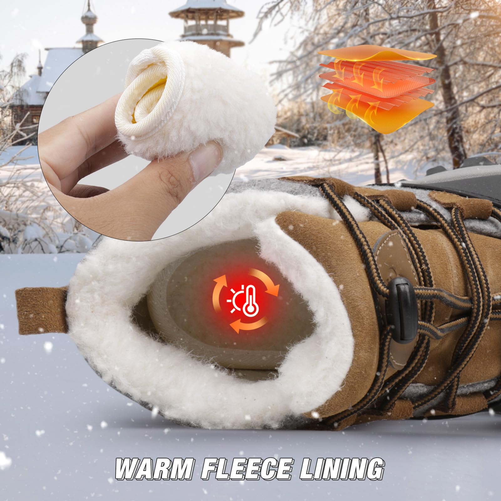 UOVO Stivali invernali da neve per bambini, impermeabili, caldi, foderati in pelliccia, antiscivolo, taglia 2UK-6.5UK 34EU-40EU