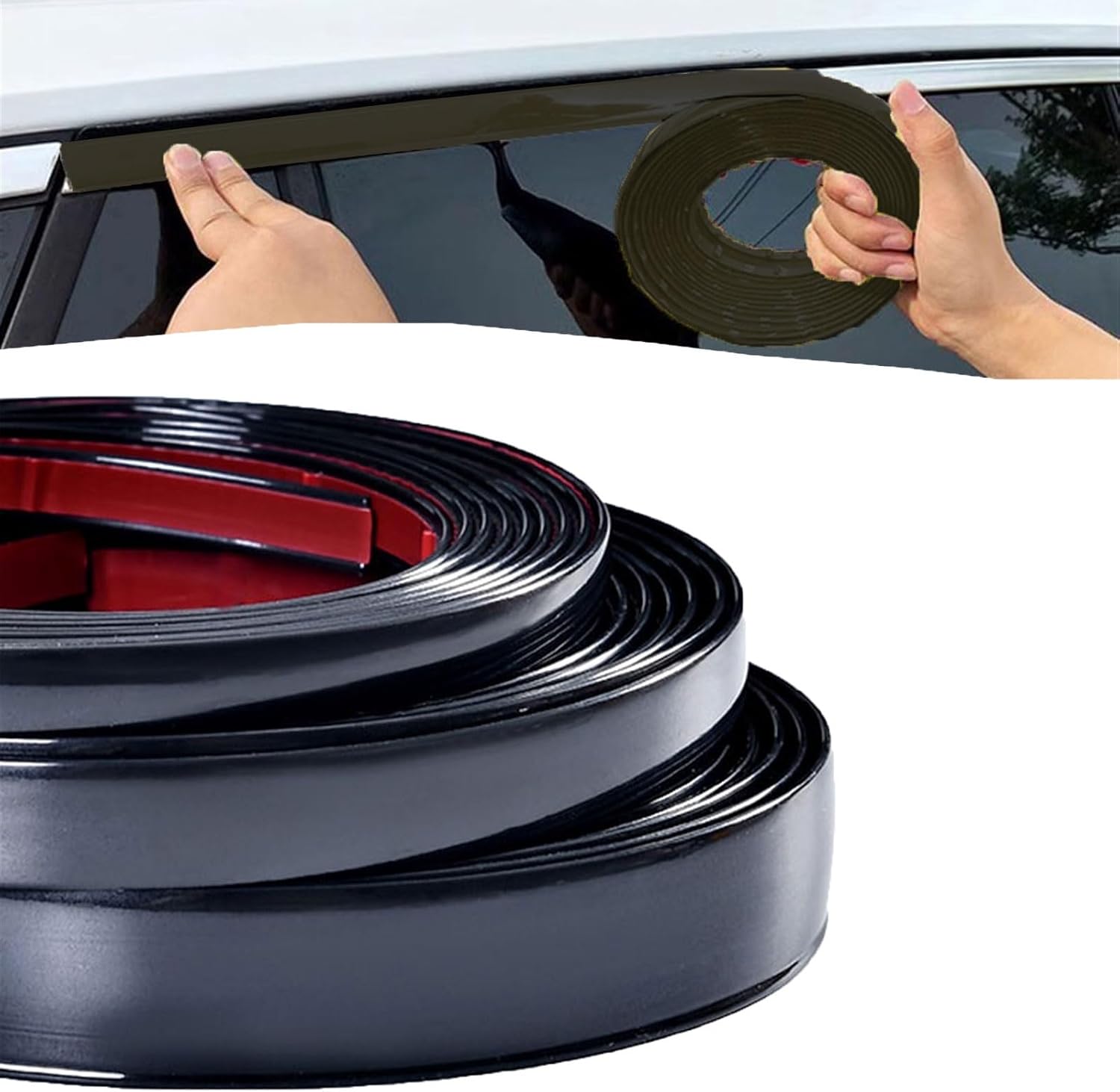 1640ft Automotive Car Exterior and Interior Molding Trim Self Adhesive DIY Moulding Trim Strip Line Decoration, Bumper Window Door Body Side Decorative Strip Scratch-Proof(Black,12mm(0.47Inch))