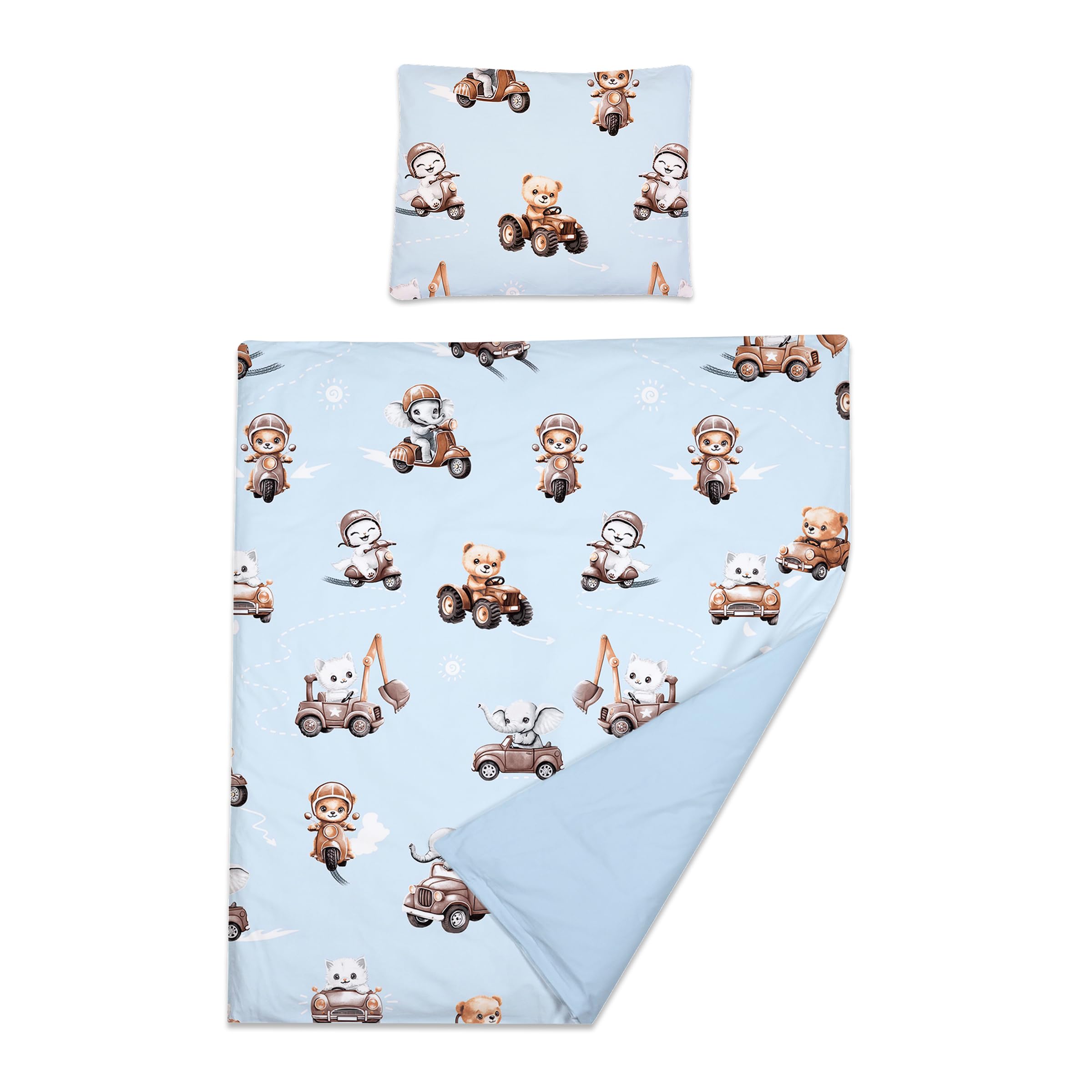 Baby Comfort 2 Piece Baby Kids Bedding Set 80x70 cm Duvet Cover & Pillowcase 12M+ (Animals in transport), 53