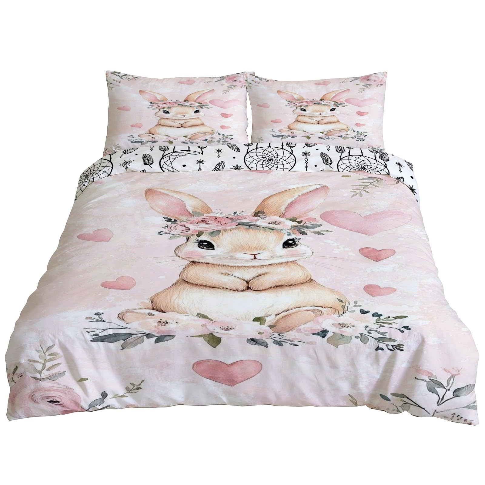 Housse de couette microfibre douce 240x220 réversible anti-plis avec taies