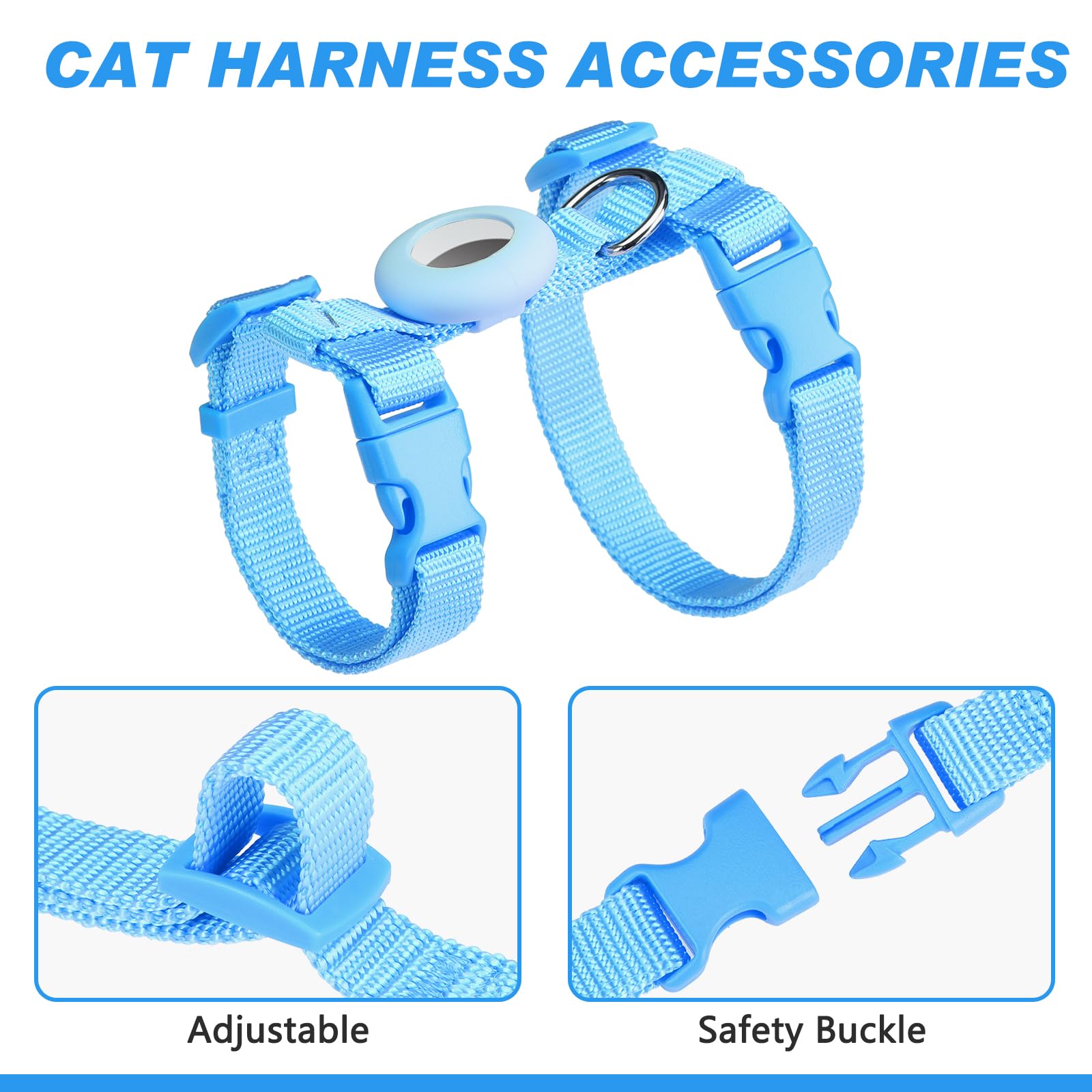 Set di imbracatura e guinzaglio per gatti a prova di fuga per passeggiate, guinzaglio regolabile per gattini con supporto per Airtag per gatti piccoli e grandi, imbracatura da viaggio