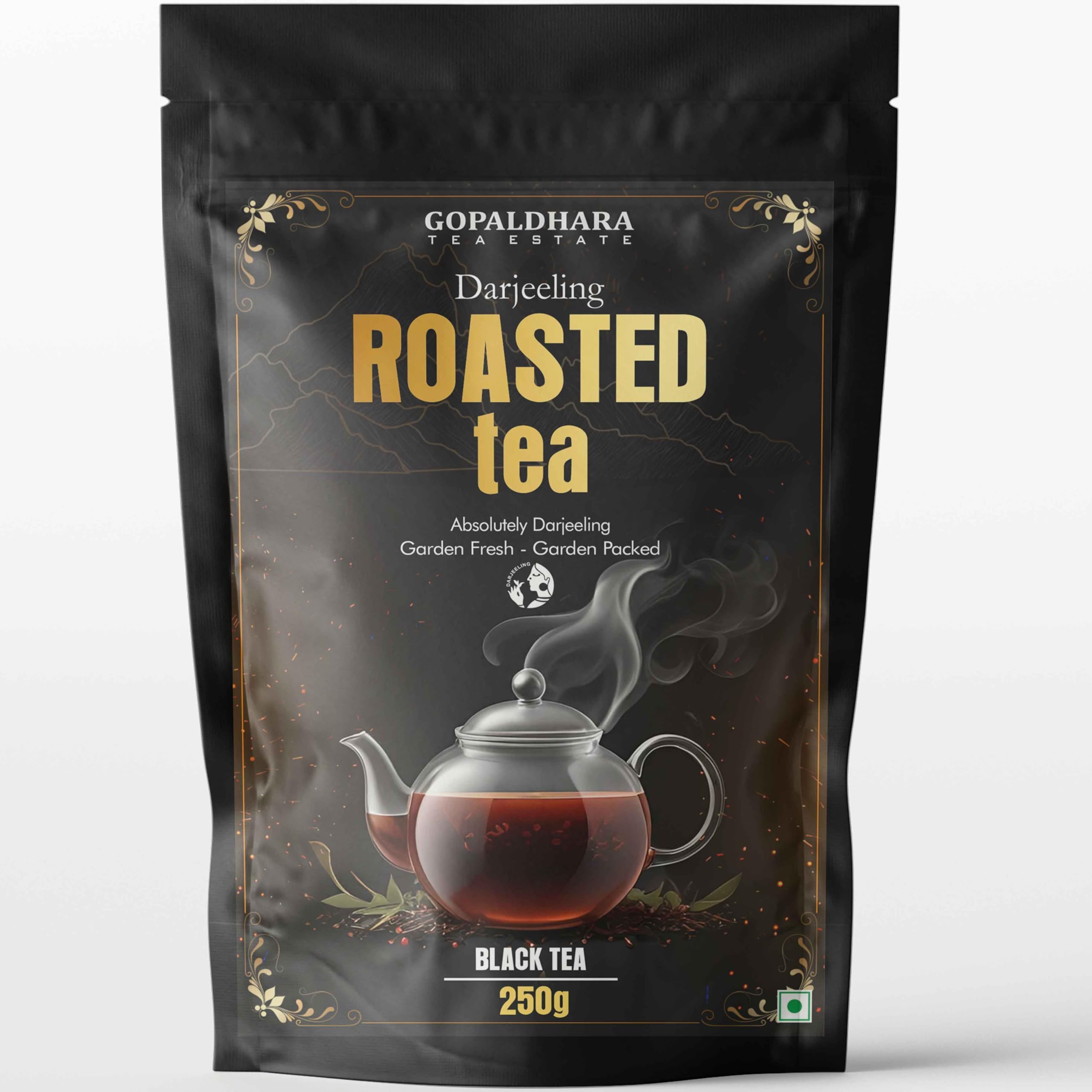 - Roasted Darjeeling Tea - 250g Stand up Pouch | 100% Pure & Original Leaf Tea | Flavoury Golden Orange Pekoe | Black Tea | Rich Taste & Flavour from 7000 Feet Mountain (250 Gram)