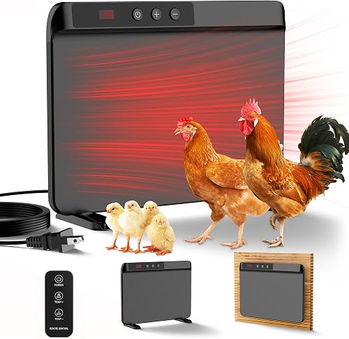 TIMEBAL Chicken Coop Heater 200W UL Certified Radiant Panel with Remote, Thermostat & Tip-Over Protection TIMEBAL Chicken Coop Heater 200W UL Certified Radiant Panel with Remote, Thermostat & Tip-Over Protection